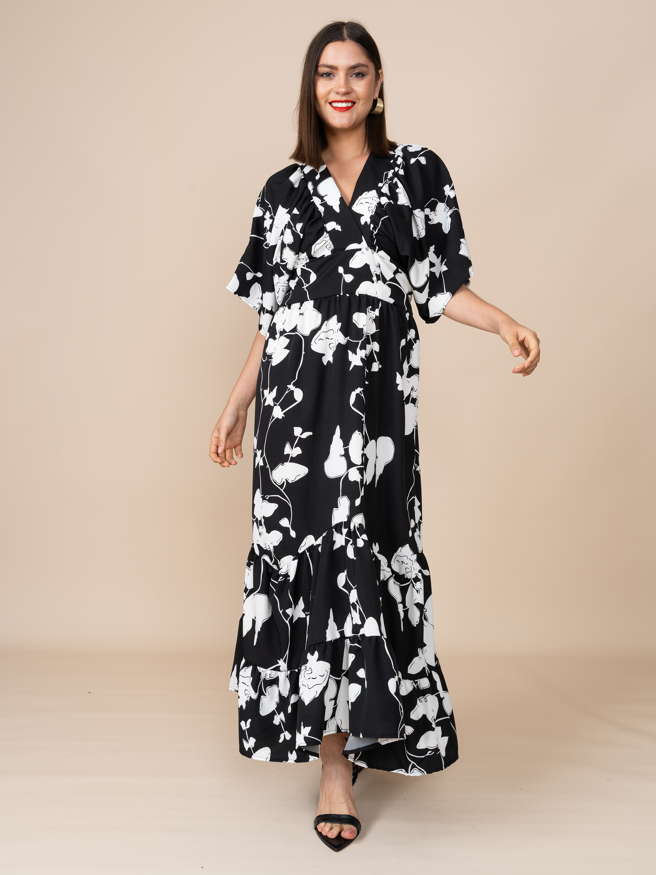 Vestido Fabiola Estampado Negro