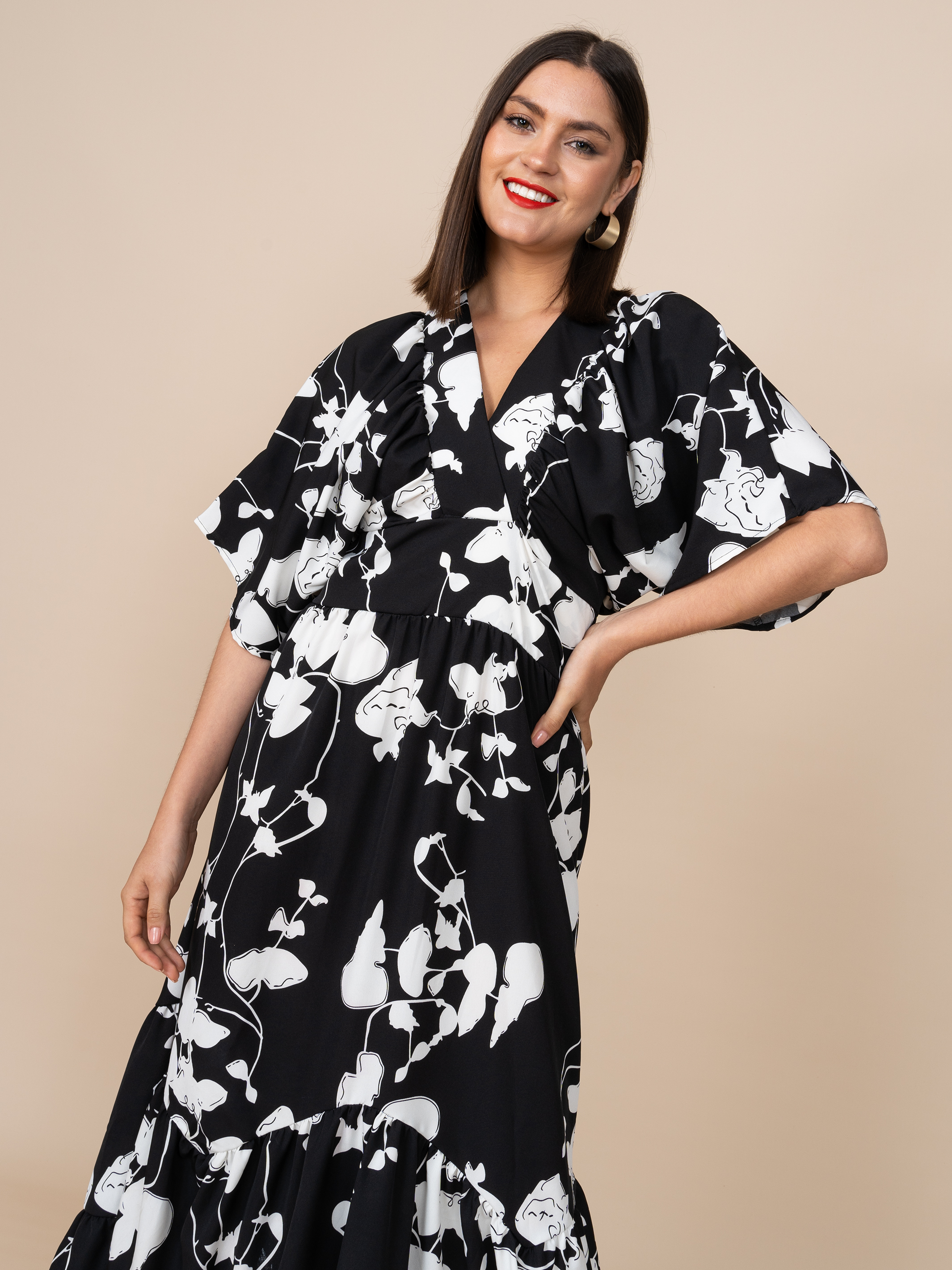 Vestido Fabiola Estampado Negro
