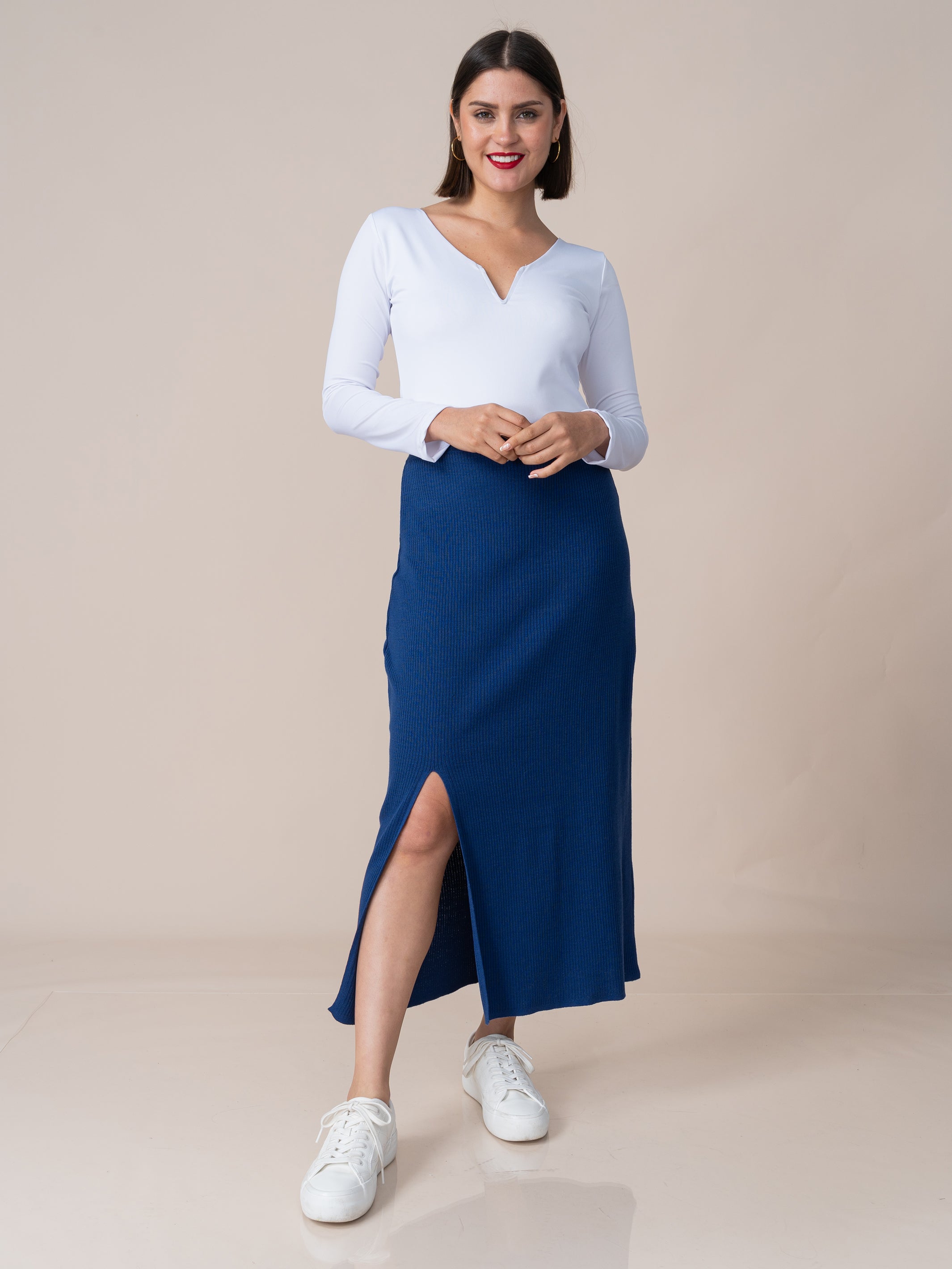 Falda Tejida Claudia Azul