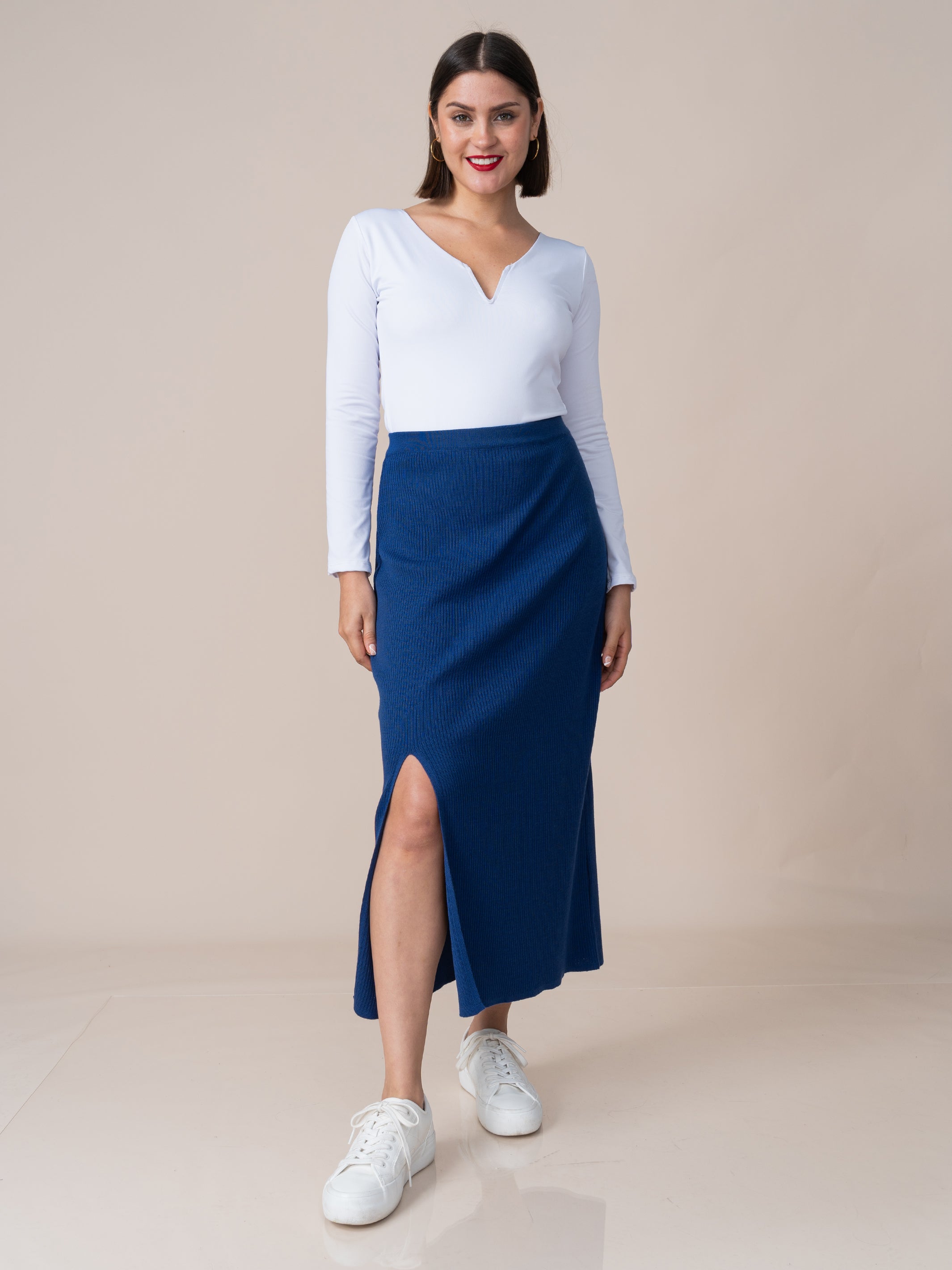 Falda Tejida Claudia Azul