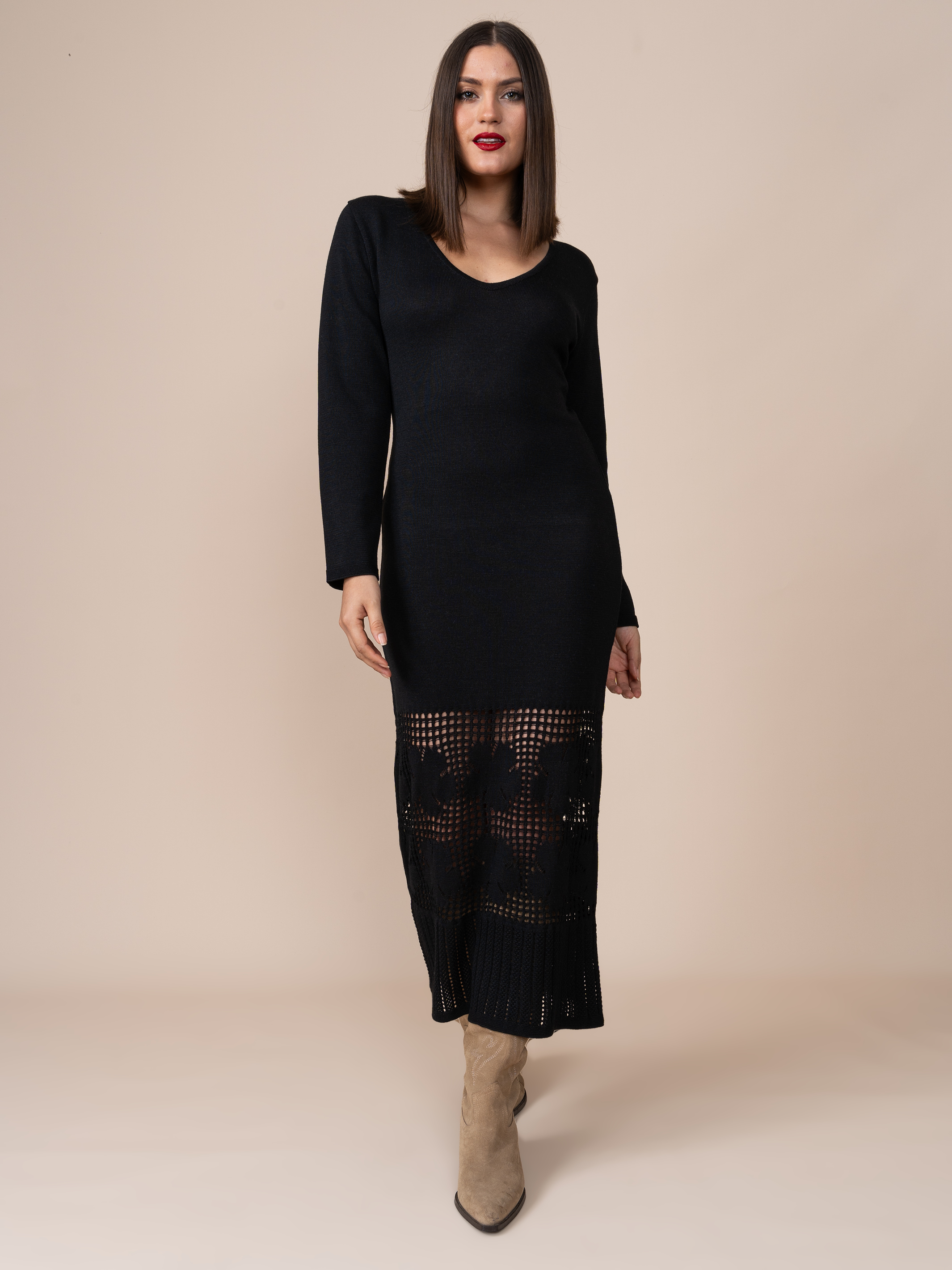 Vestido Tejido Fiore Negro