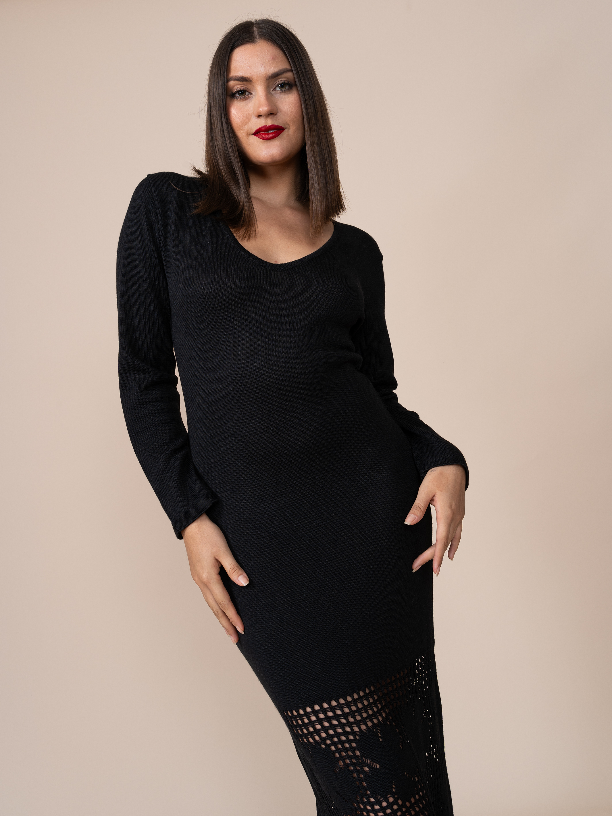 Vestido Tejido Fiore Negro