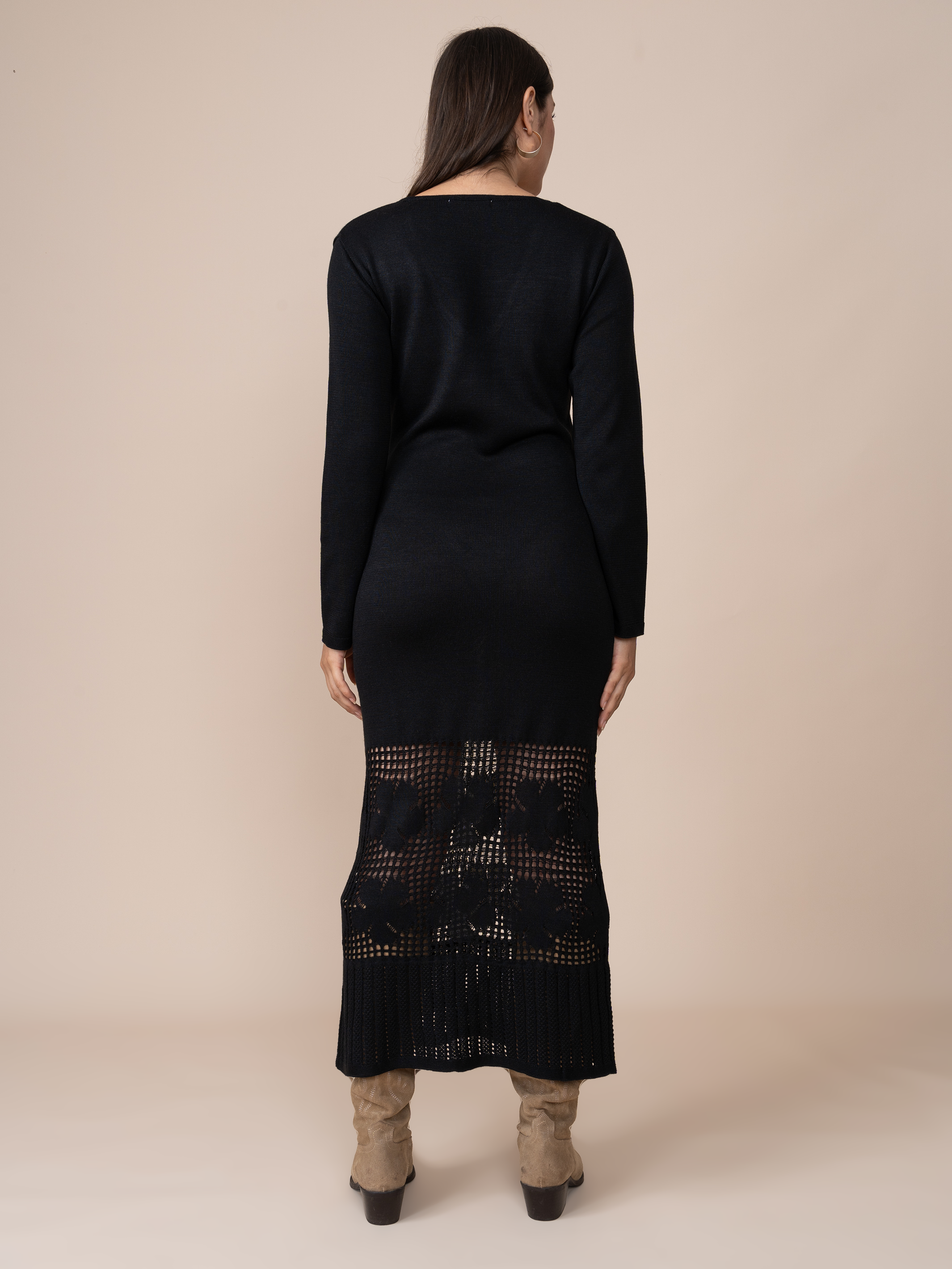 Vestido Tejido Fiore Negro