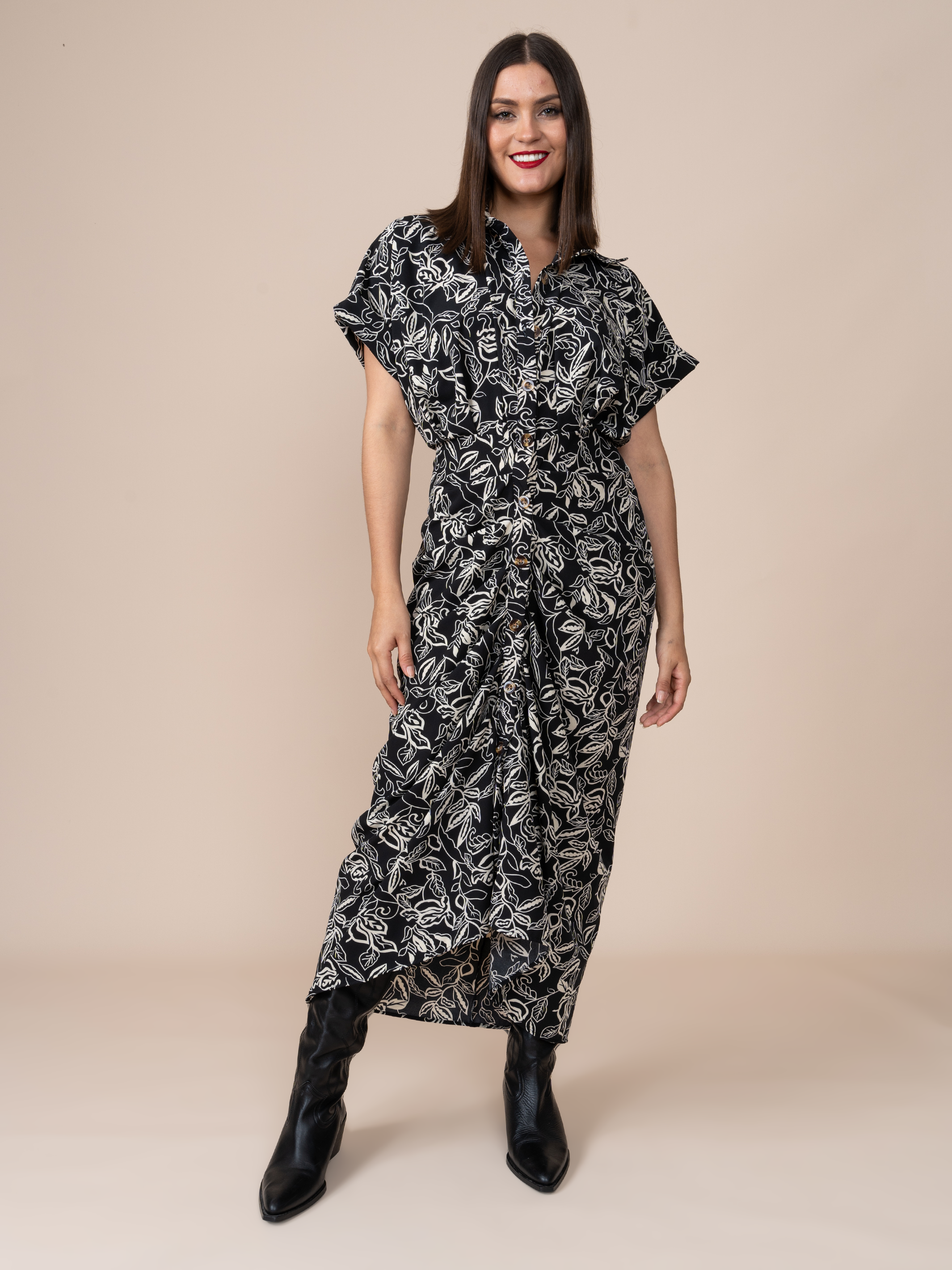 Vestido Patricia Estampado Negro