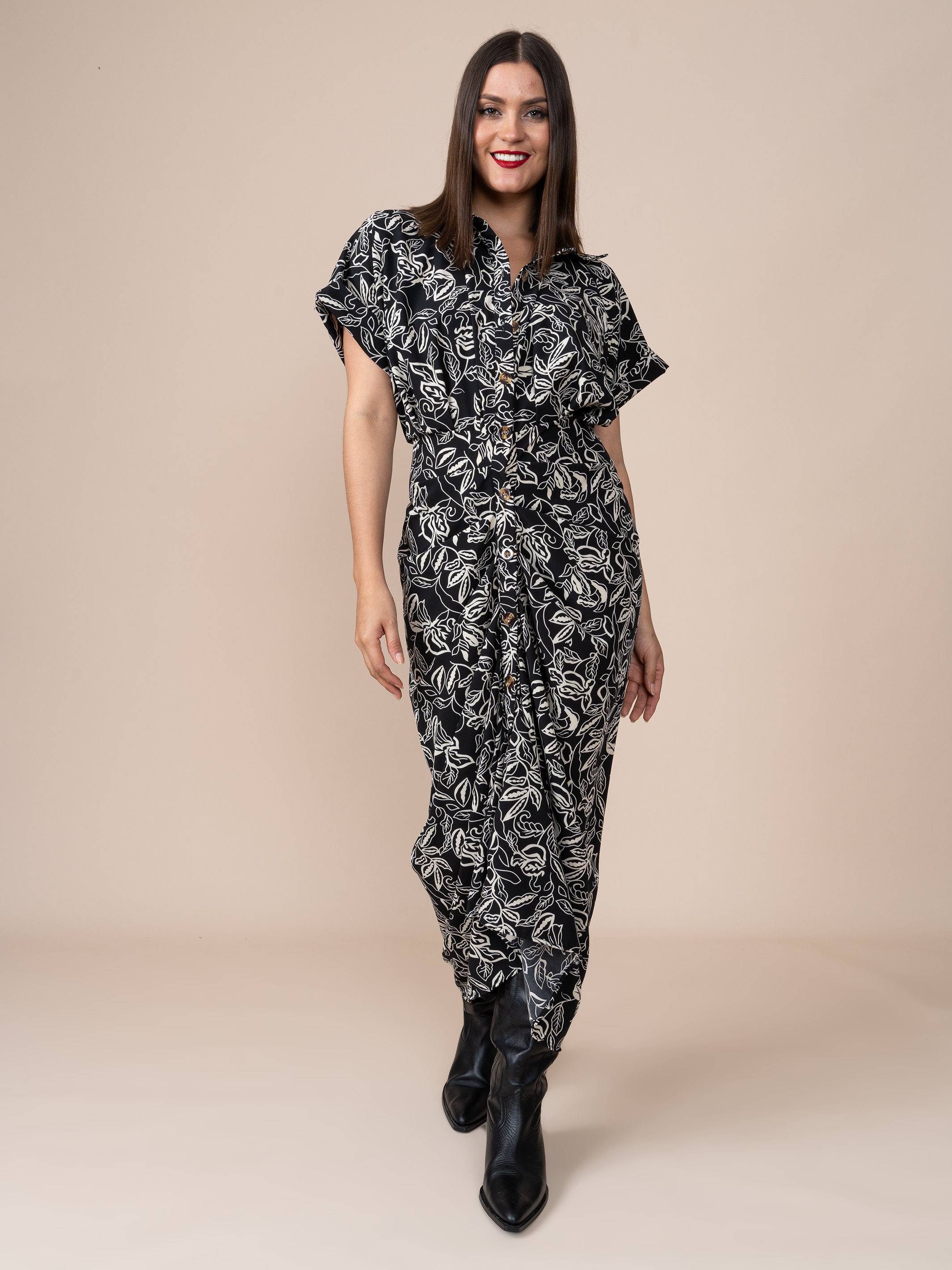 Vestido Patricia Estampado Negro