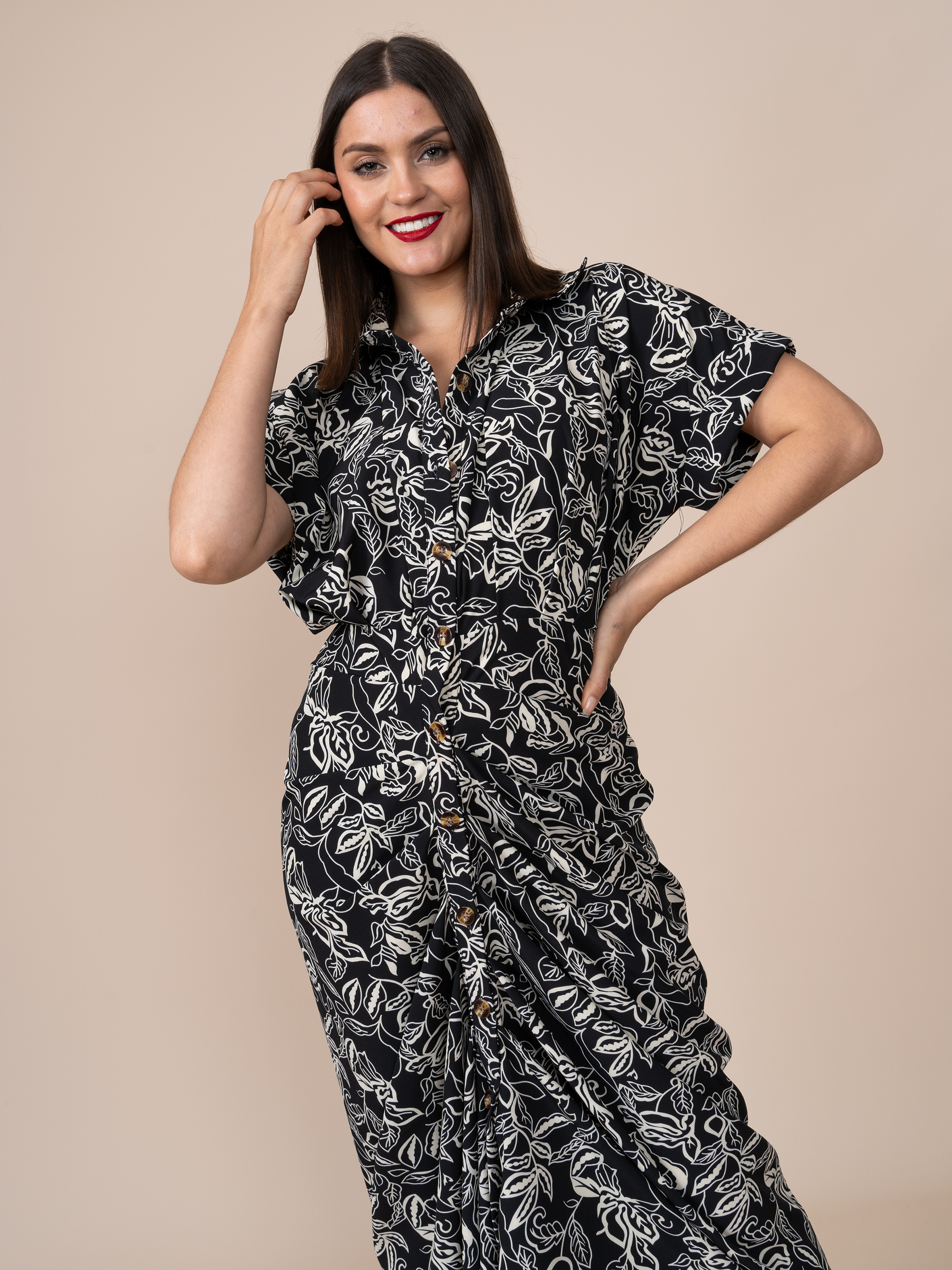 Vestido Patricia Estampado Negro