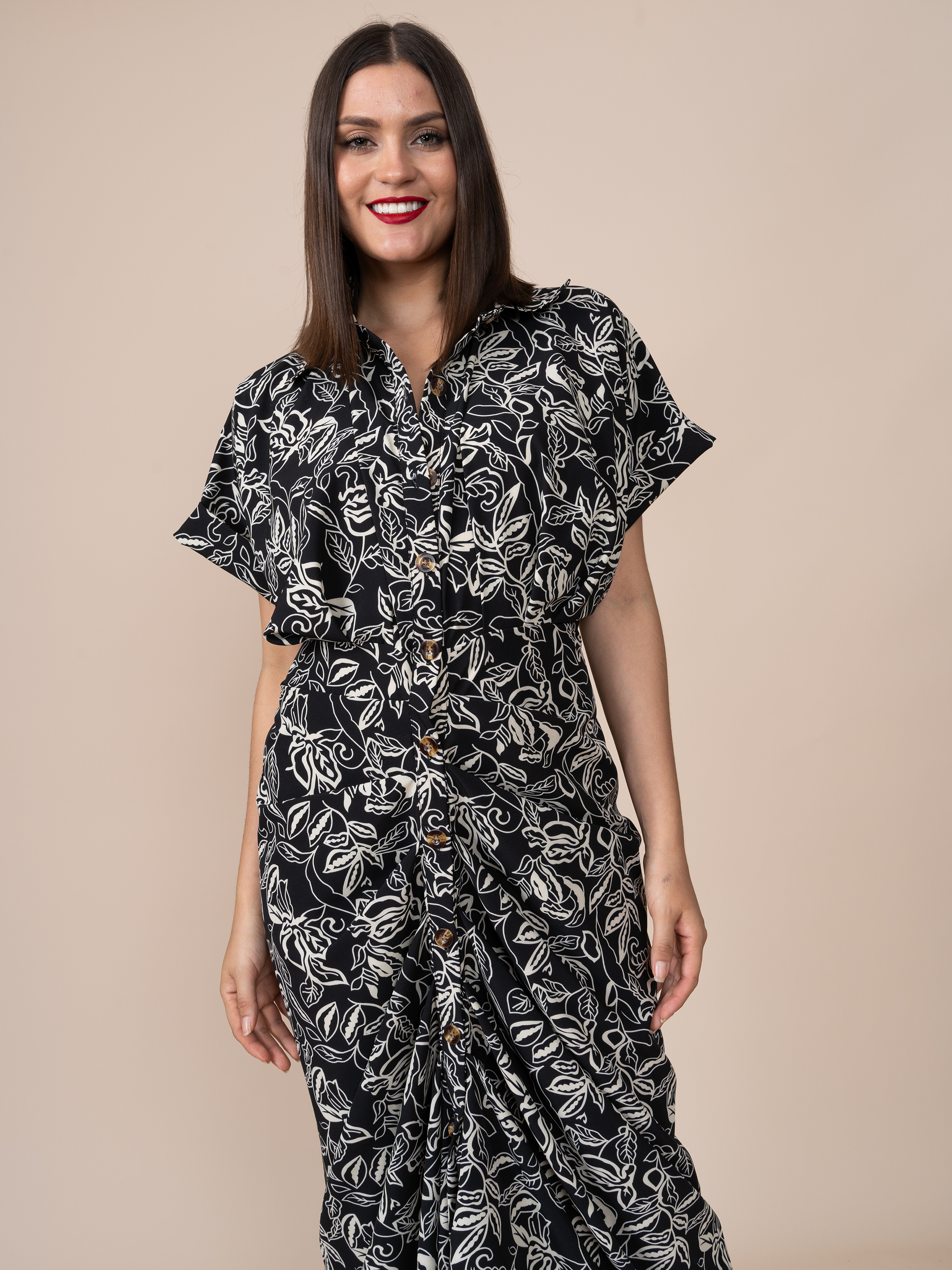 Vestido Patricia Estampado Negro