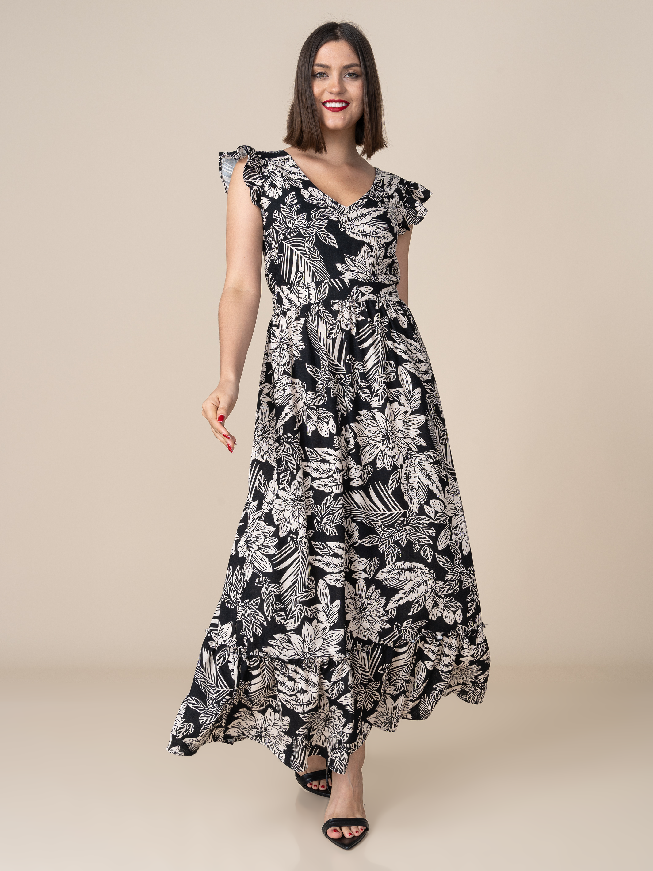 Vestido Marianne Estampado Flores Negras