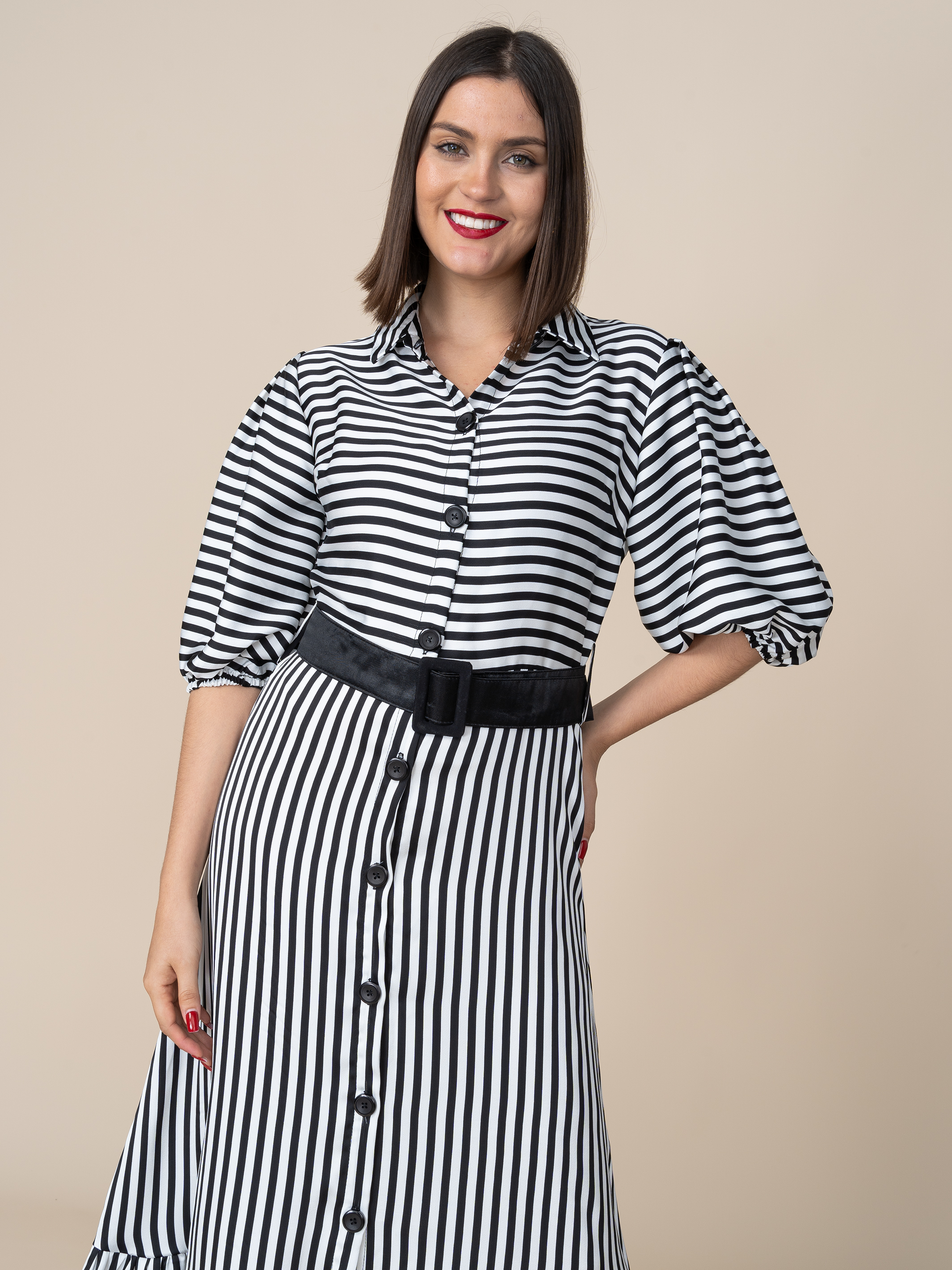 Vestido Tatiana Rayas Negras