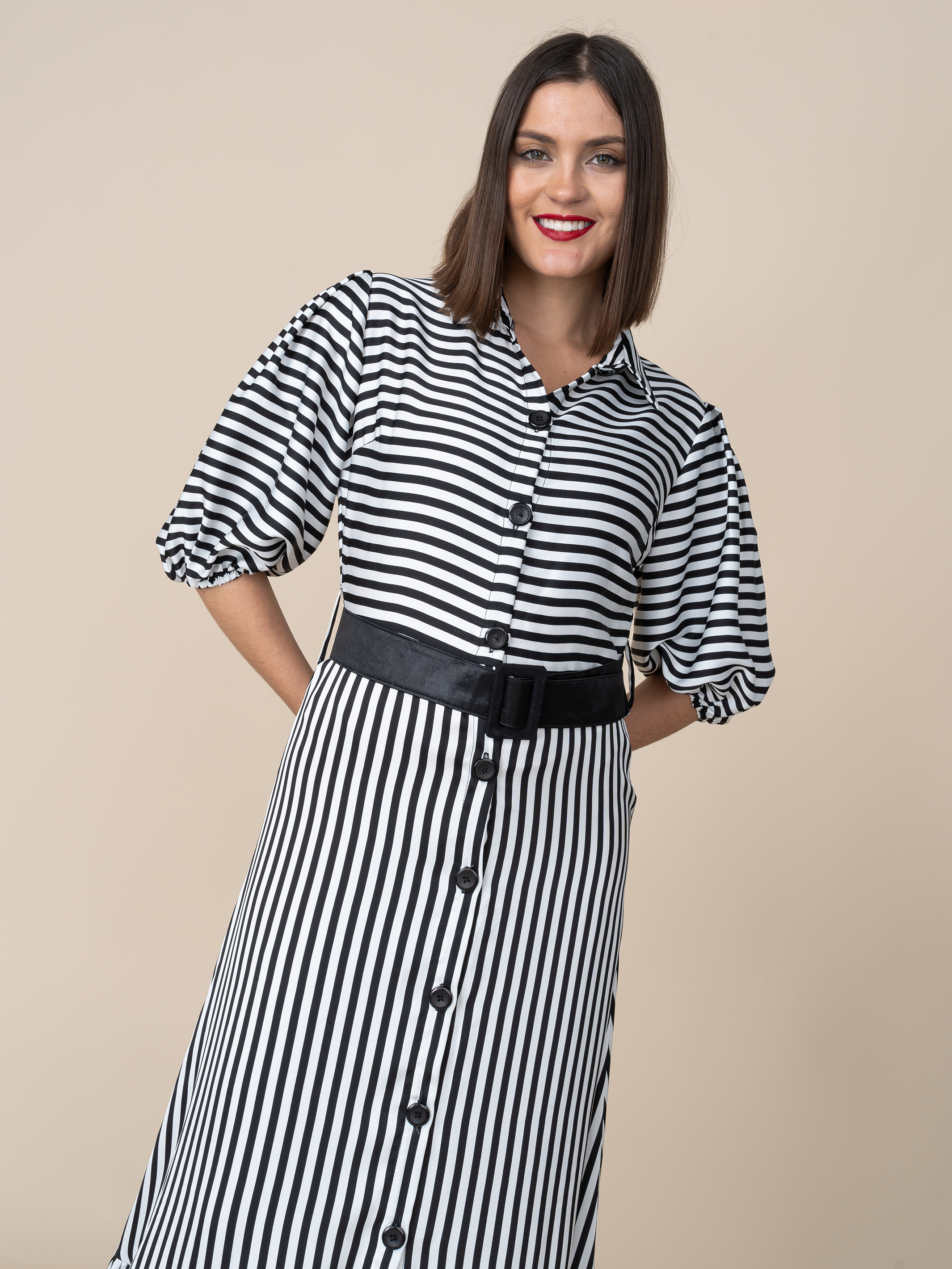 Vestido Tatiana Rayas Negras