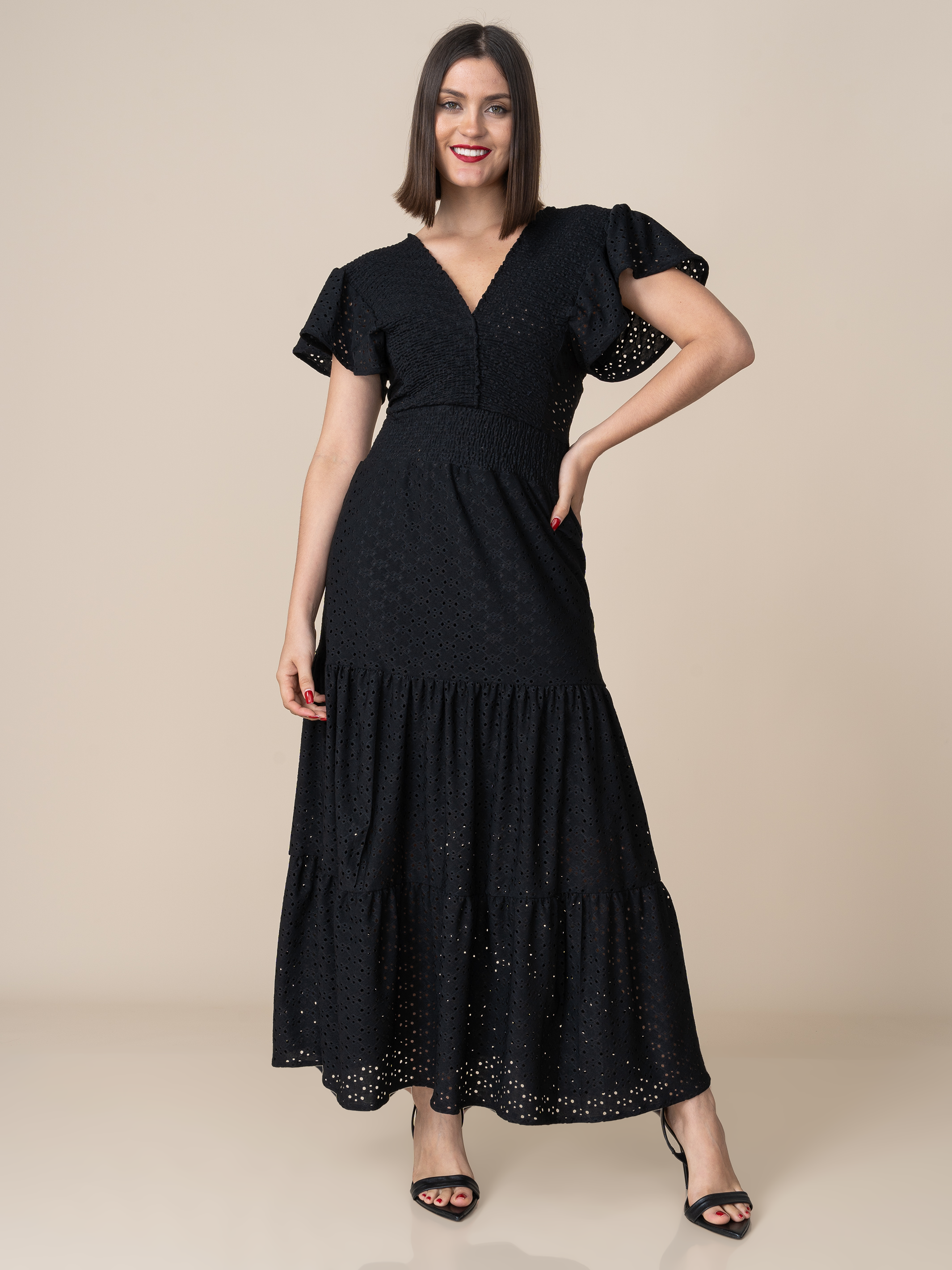 Vestido de Broderie Estela Negro