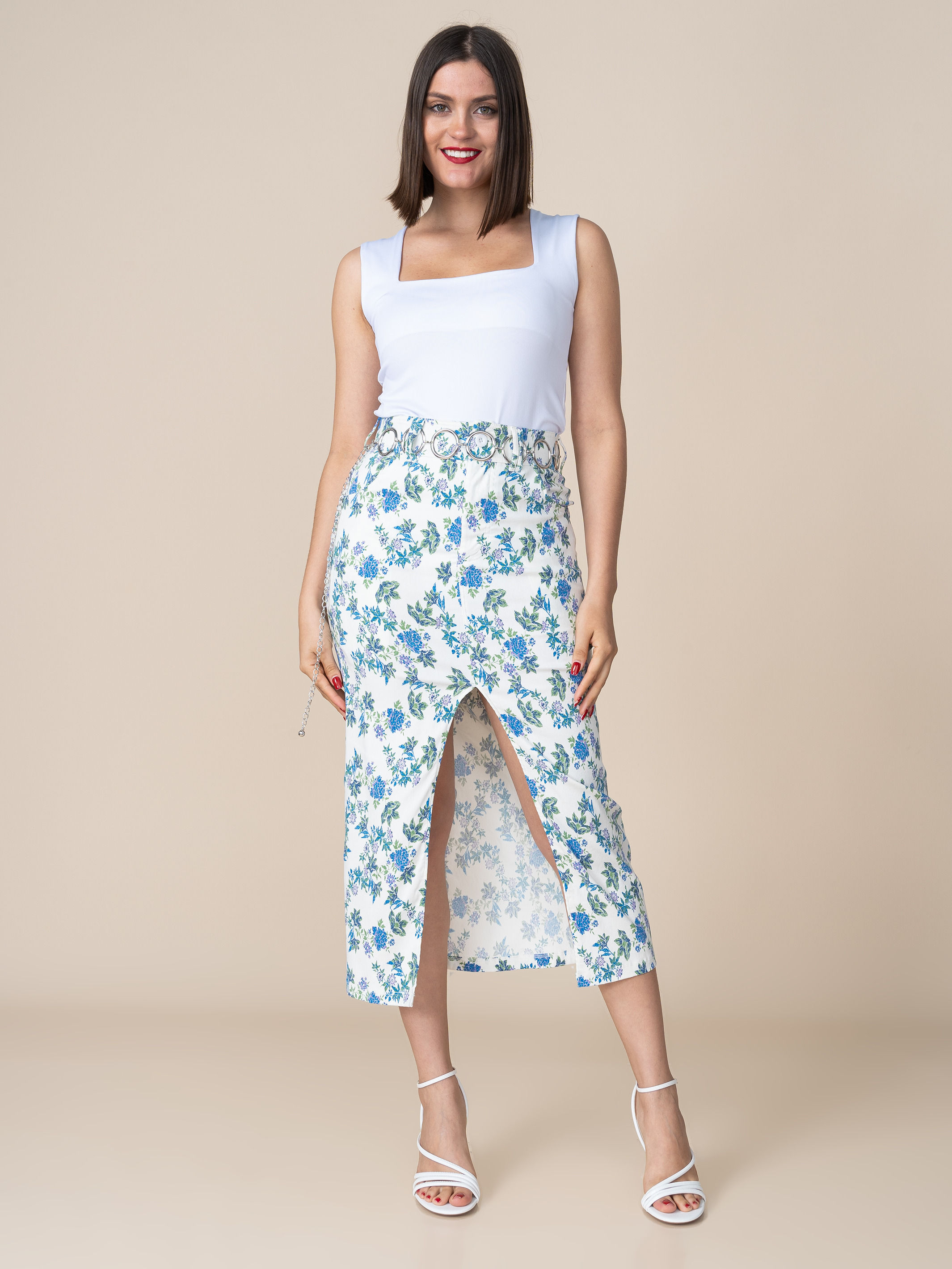 Falda Cecilia Flores Azul