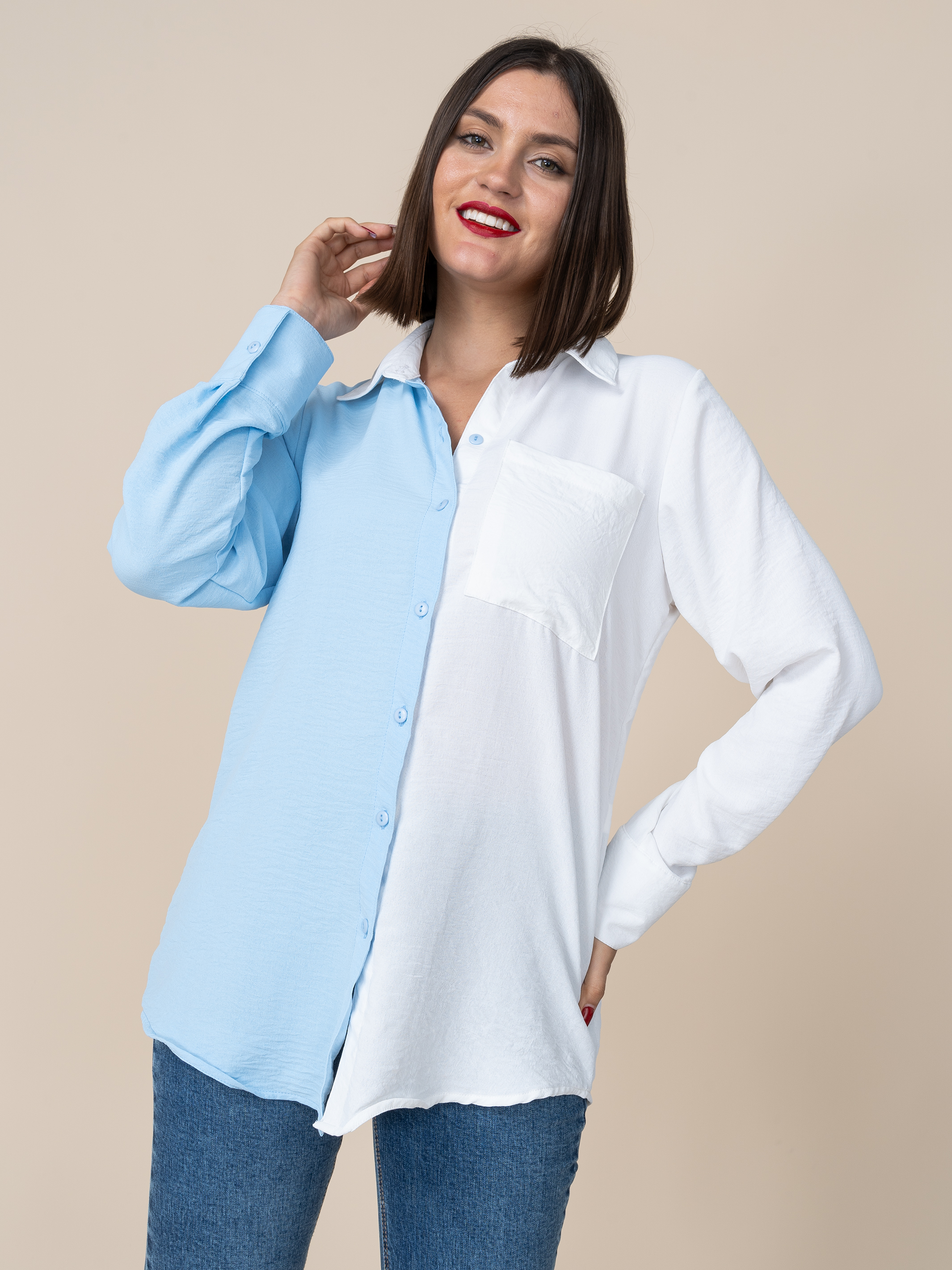Blusa Karina Hueso/Celeste