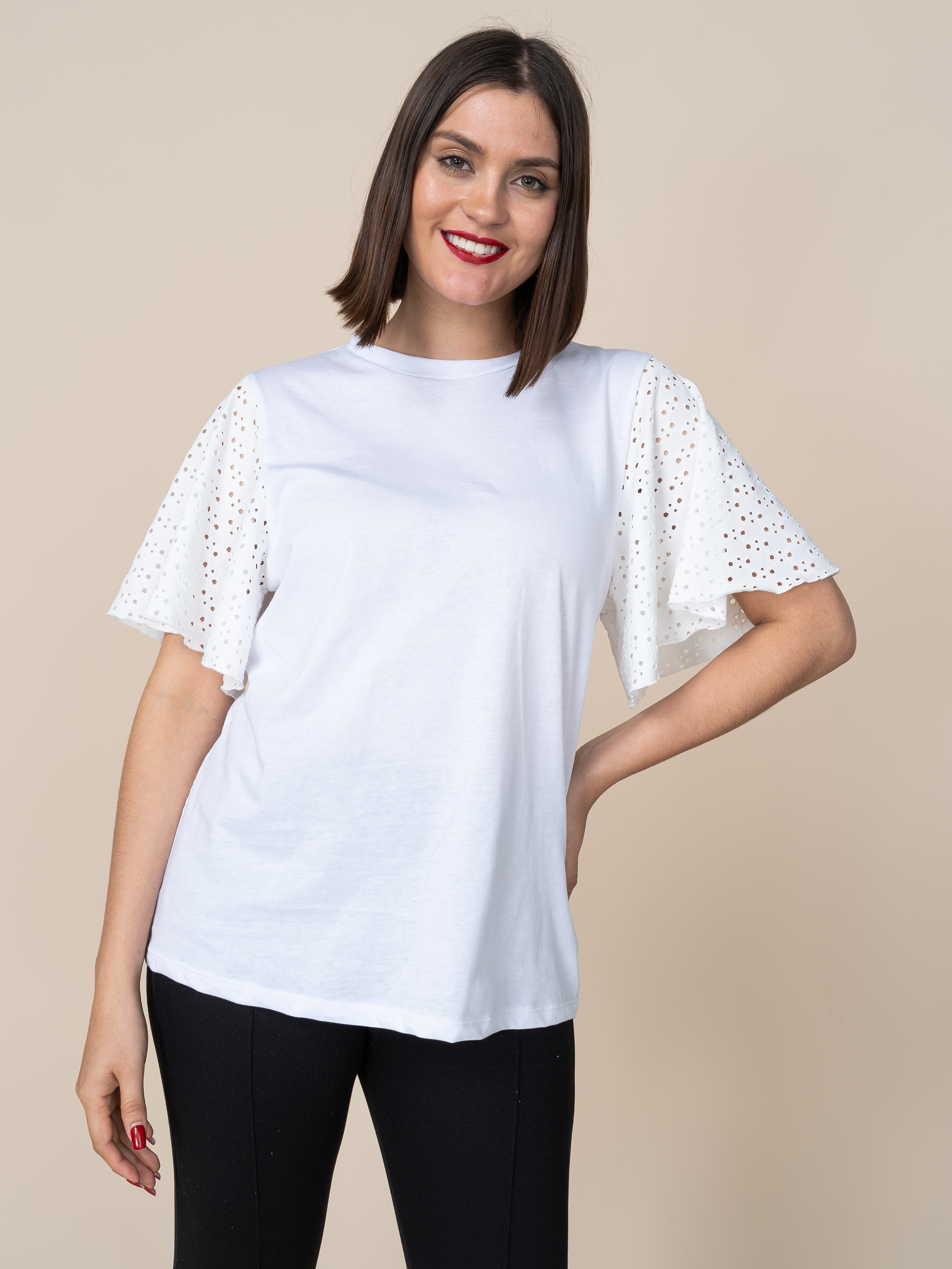 Polo Alegra Manga Broderie Blanco