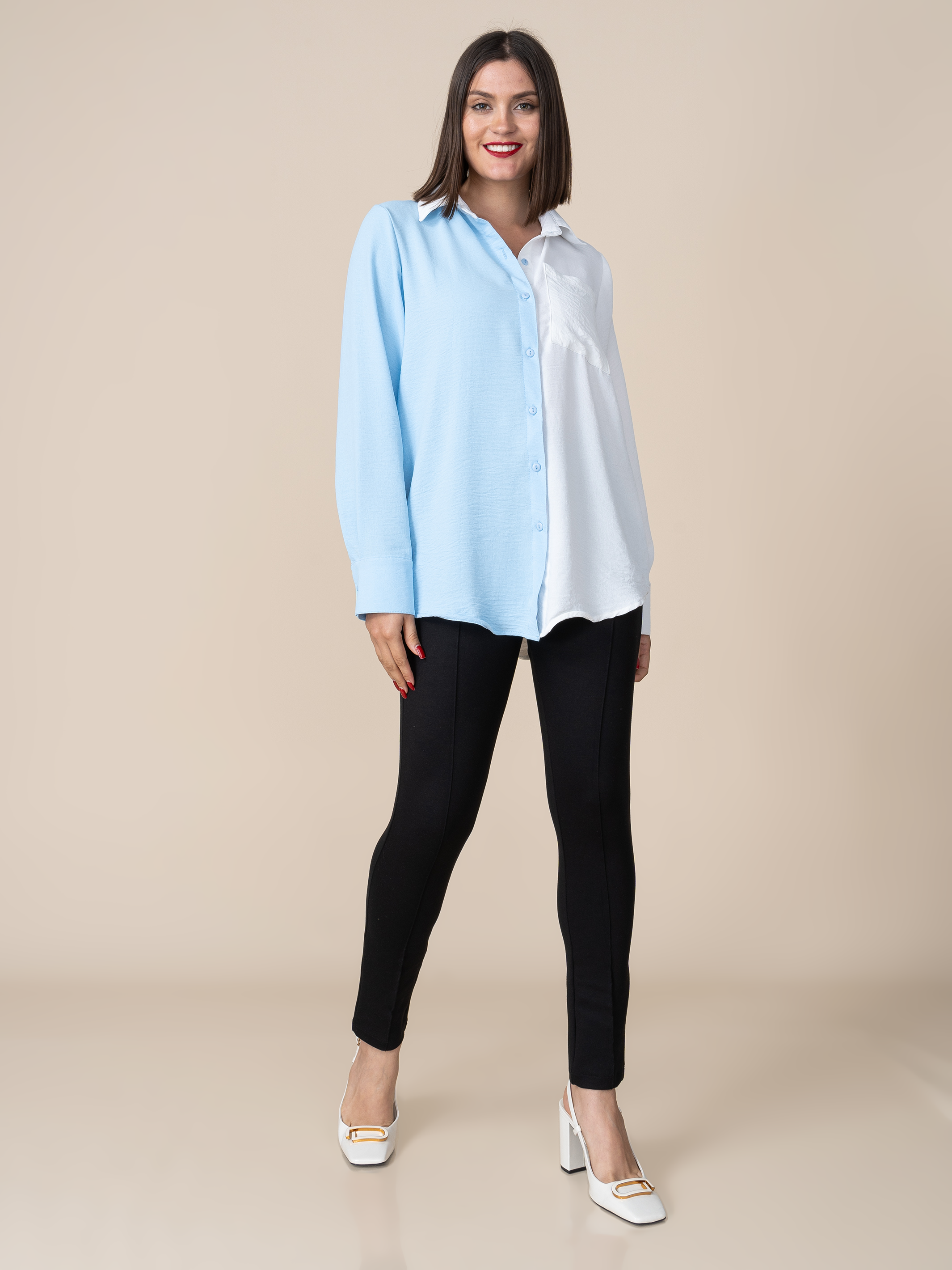 Blusa Karina Hueso/Celeste
