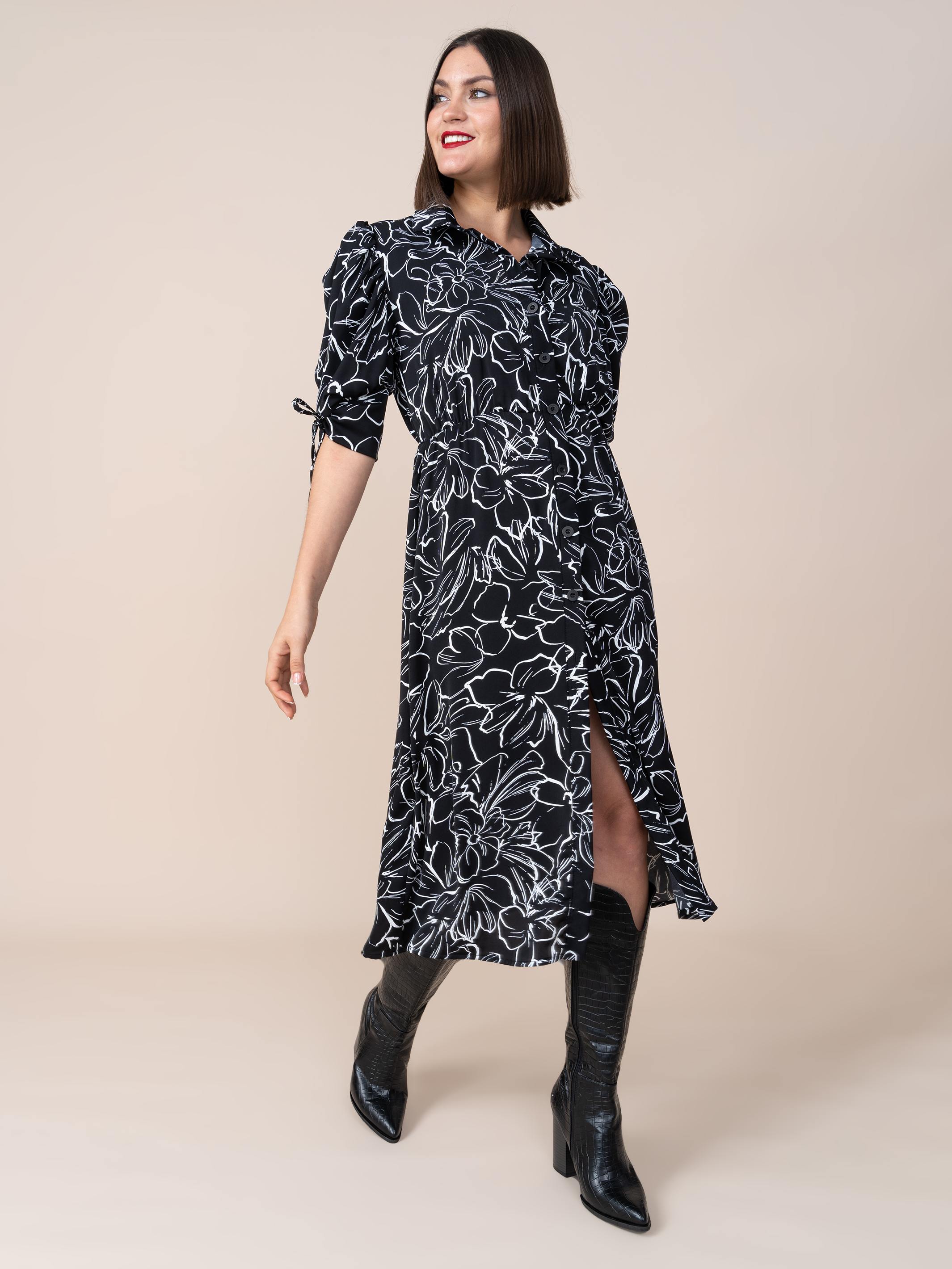 Vestido Angela Estampado Negro