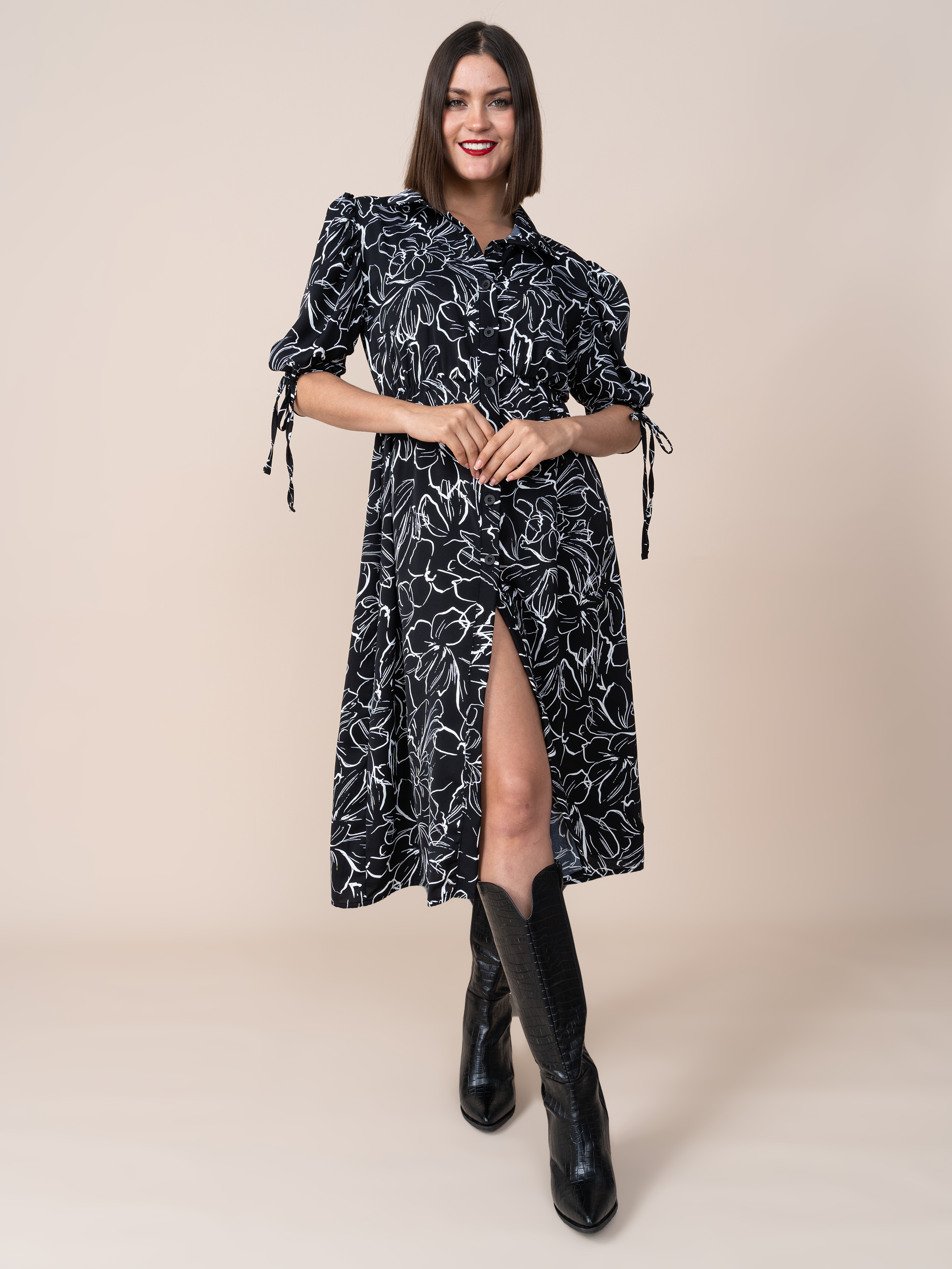 Vestido Angela Estampado Negro