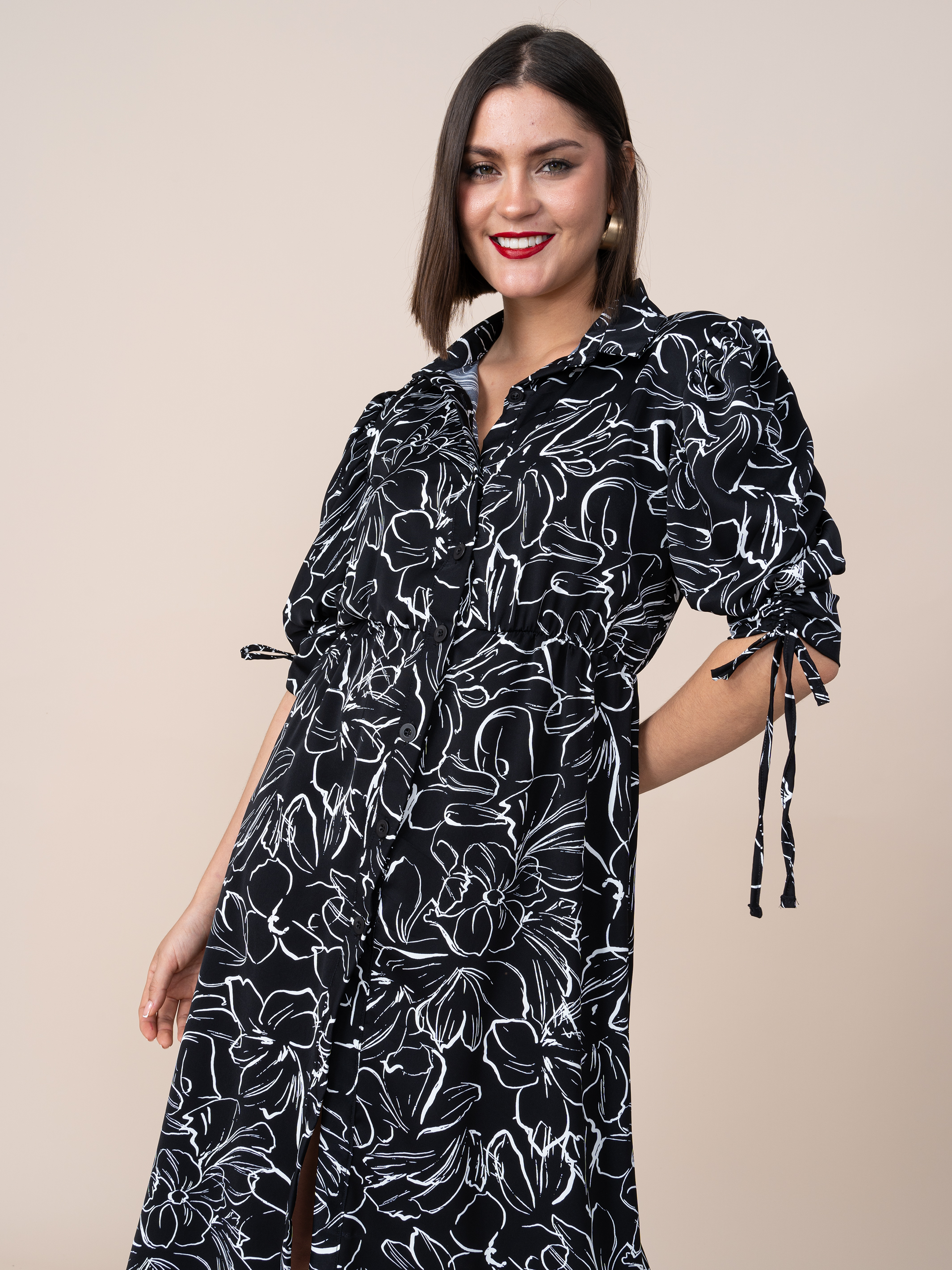 Vestido Angela Estampado Negro