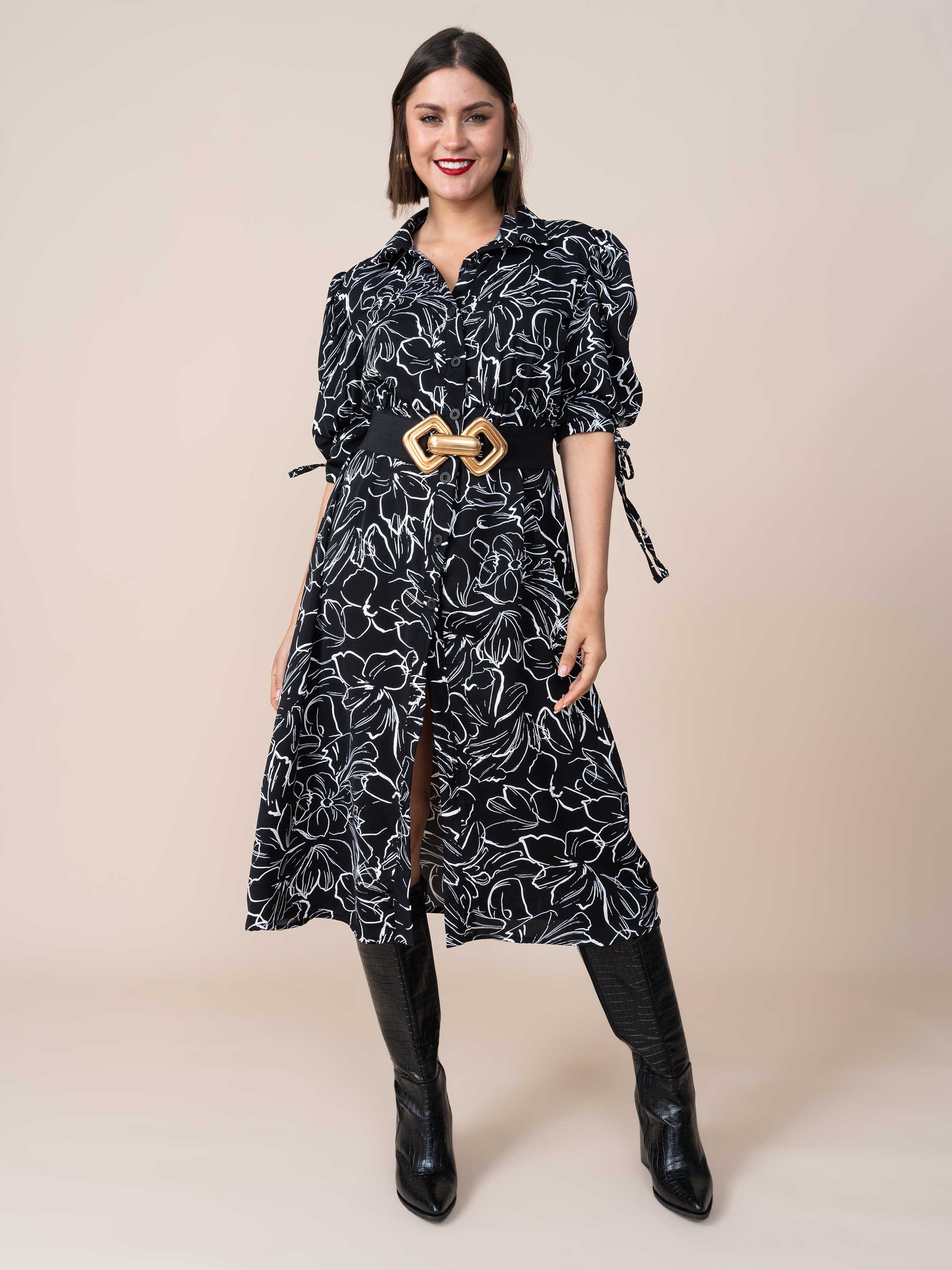 Vestido Angela Estampado Negro