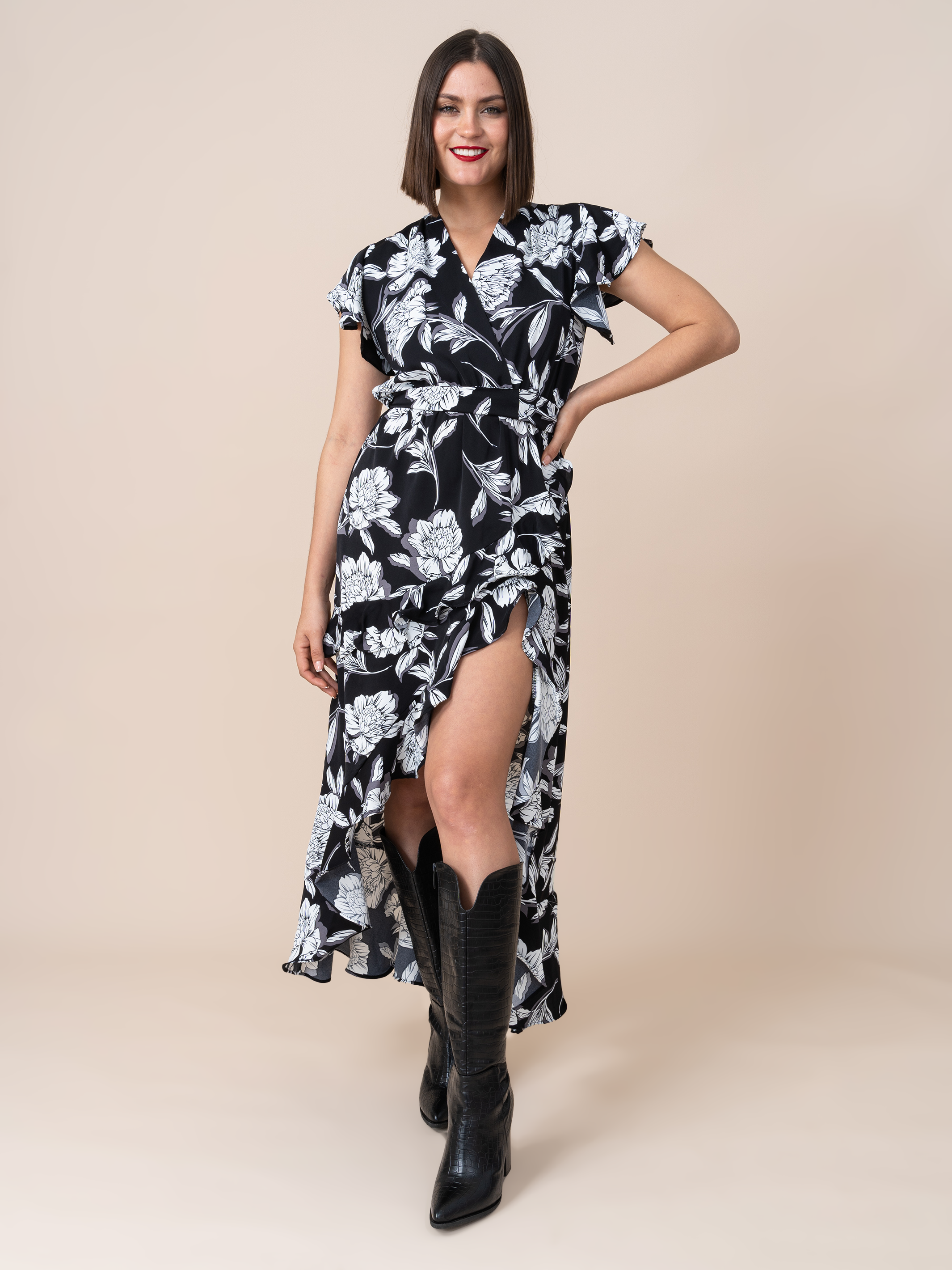 Vestido Karina Estampado Negro