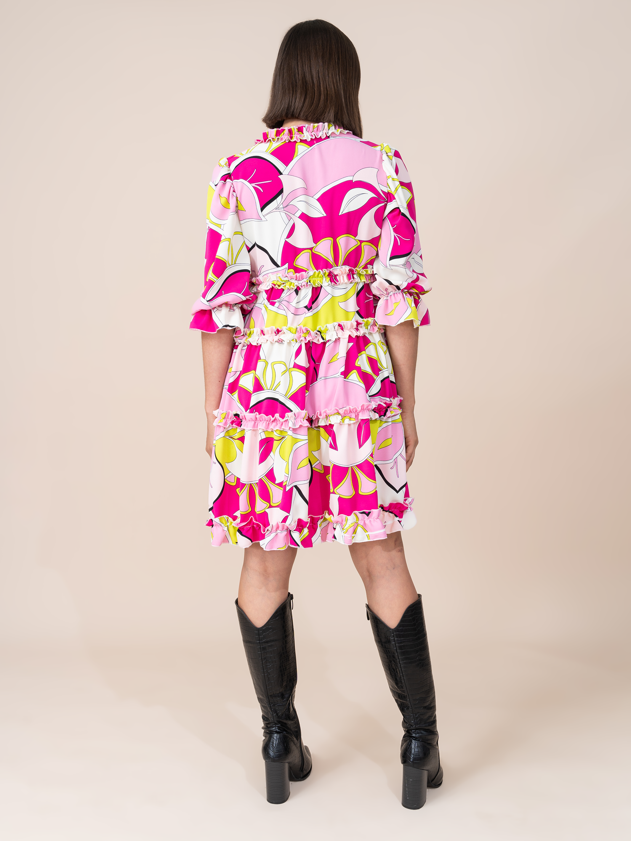 Vestido Amaia Estampado Fucsia