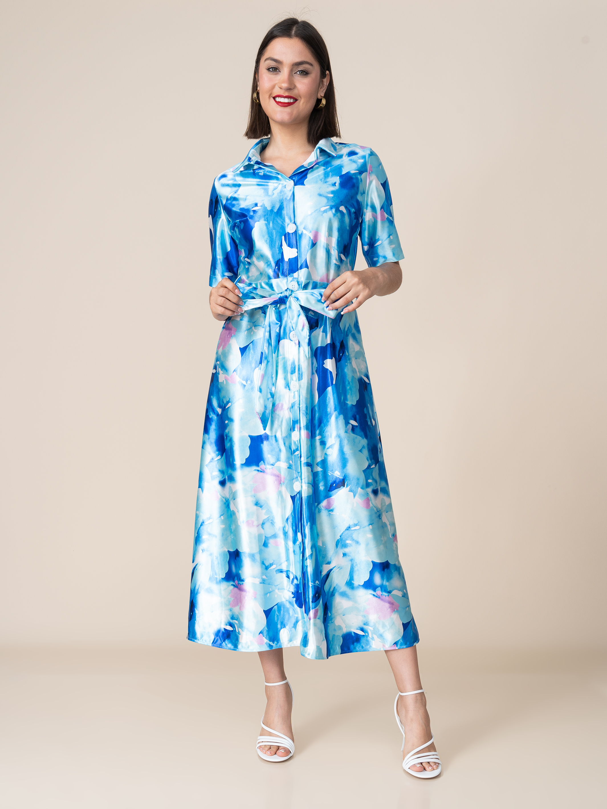 Vestido de Satin Tatiana Celeste