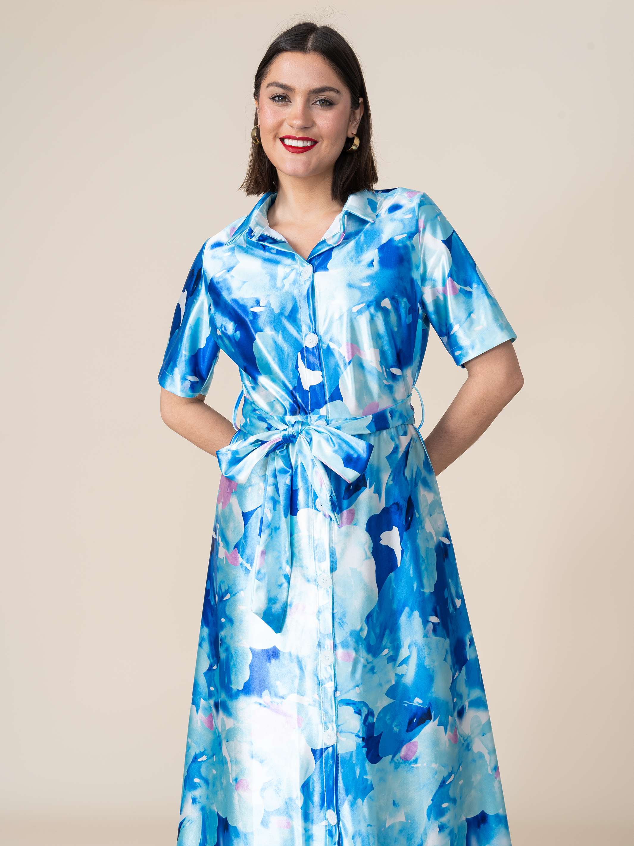 Vestido de Satin Tatiana Celeste