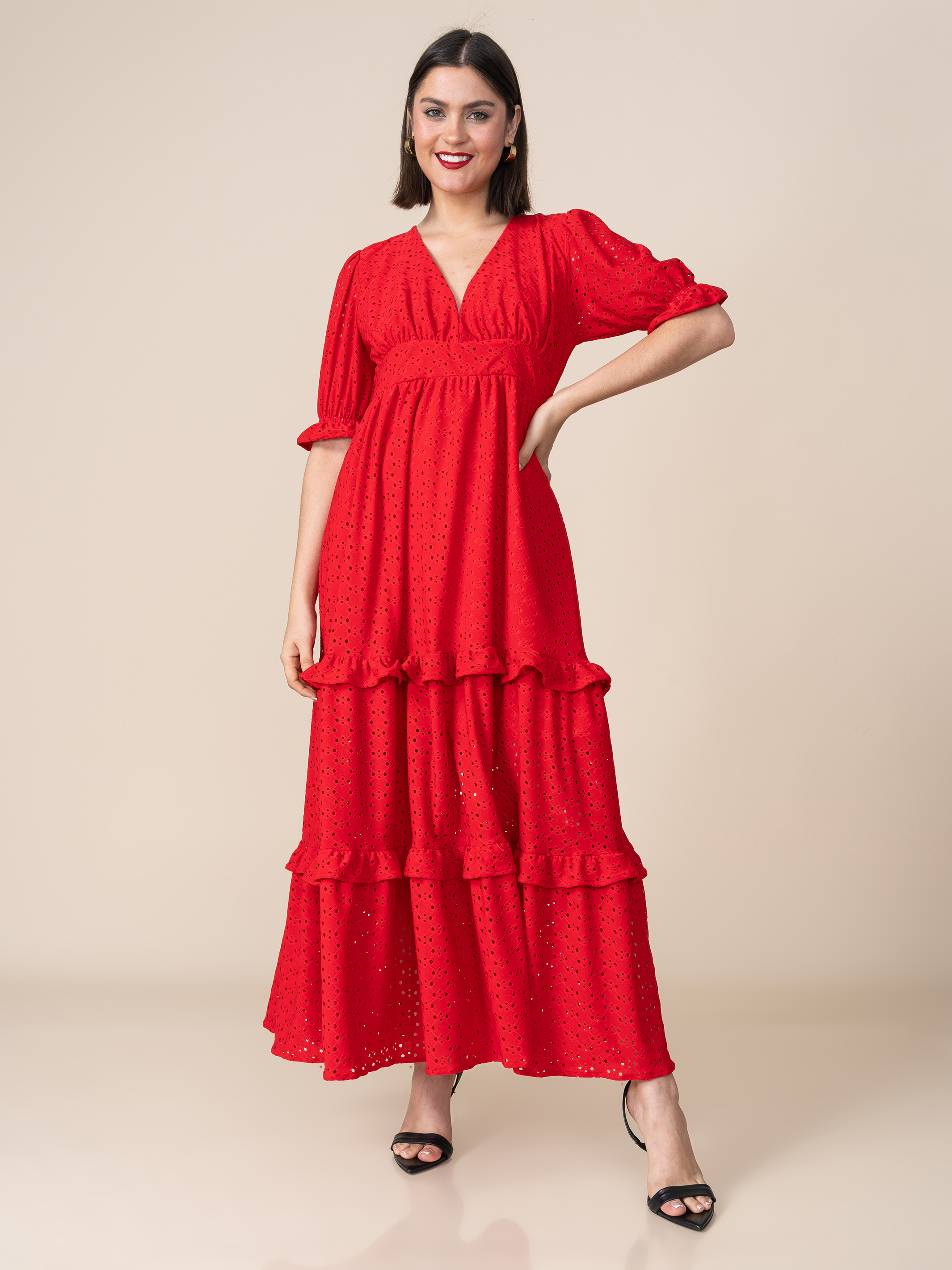 Vestido de Broderie 125 Rojo