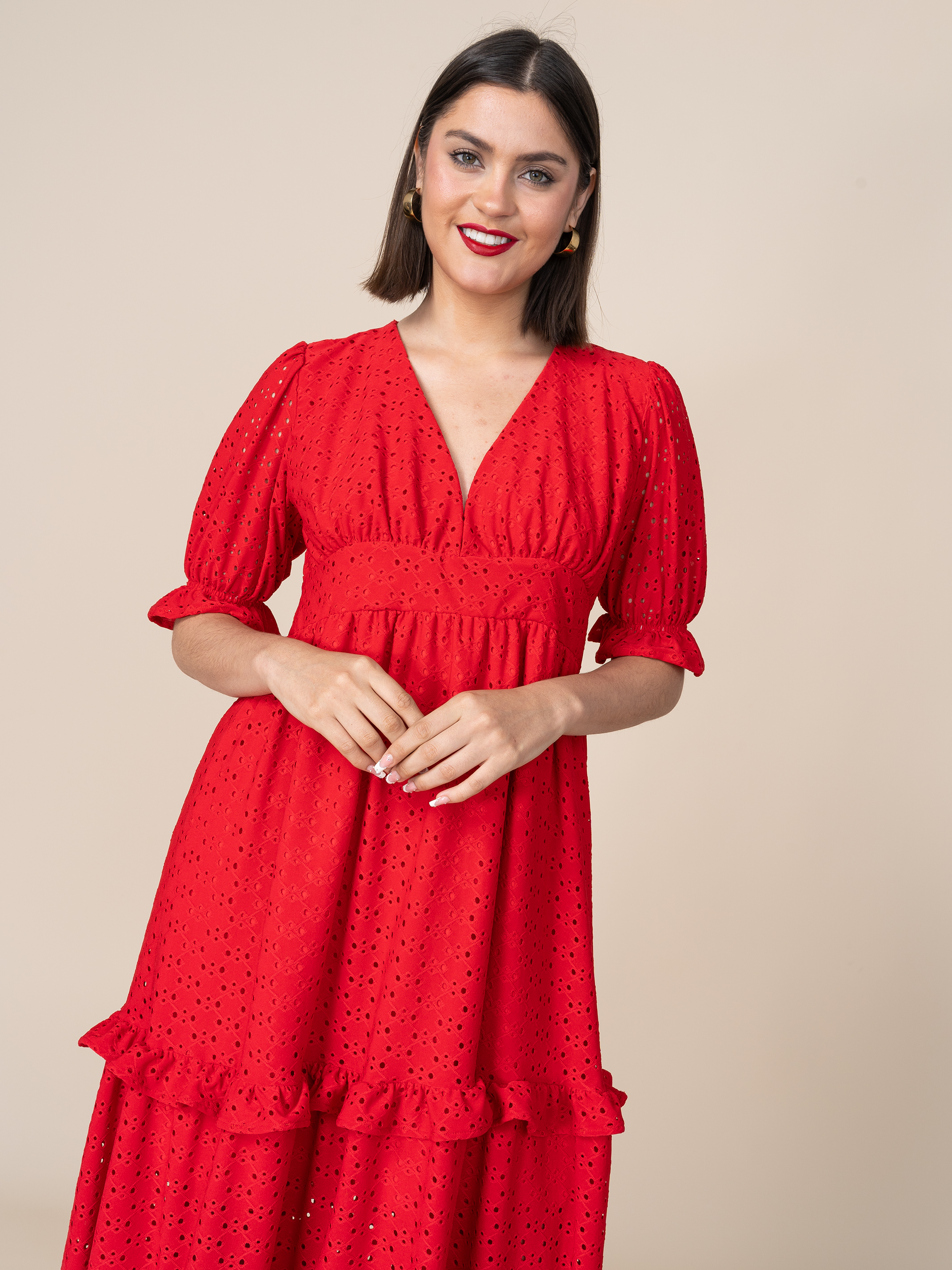 Vestido de Broderie 125 Rojo