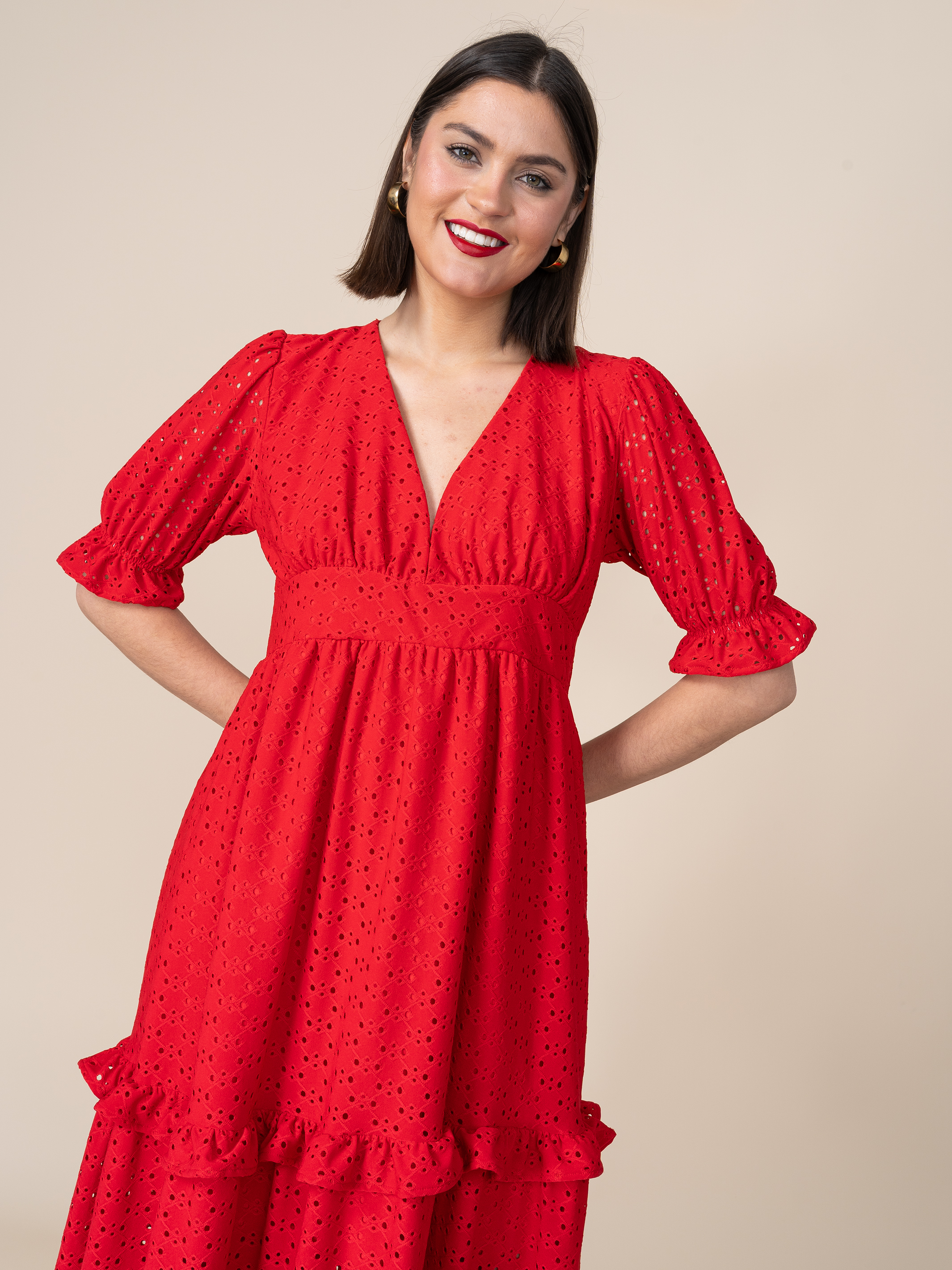 Vestido de Broderie 125 Rojo