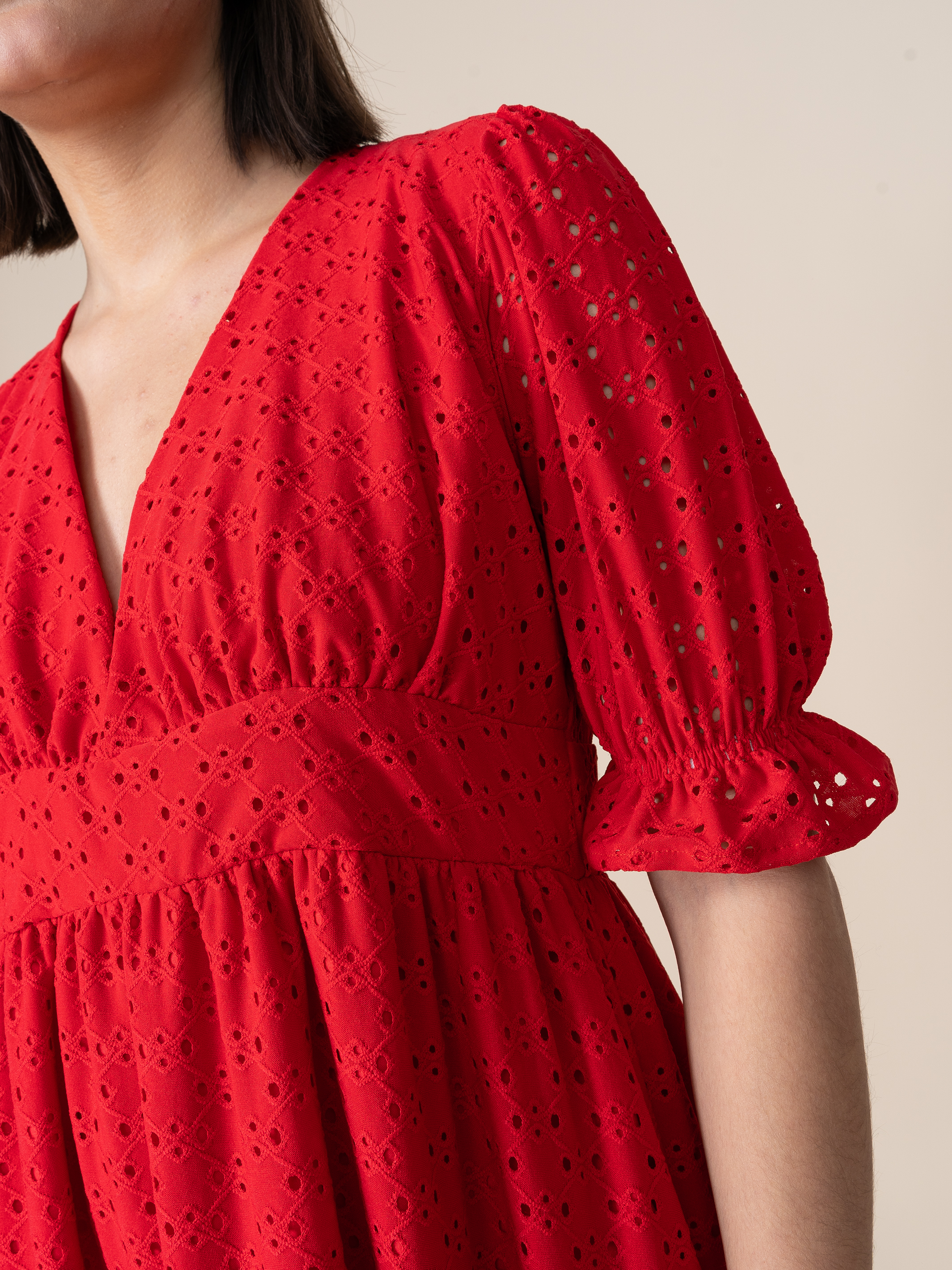 Vestido de Broderie 125 Rojo
