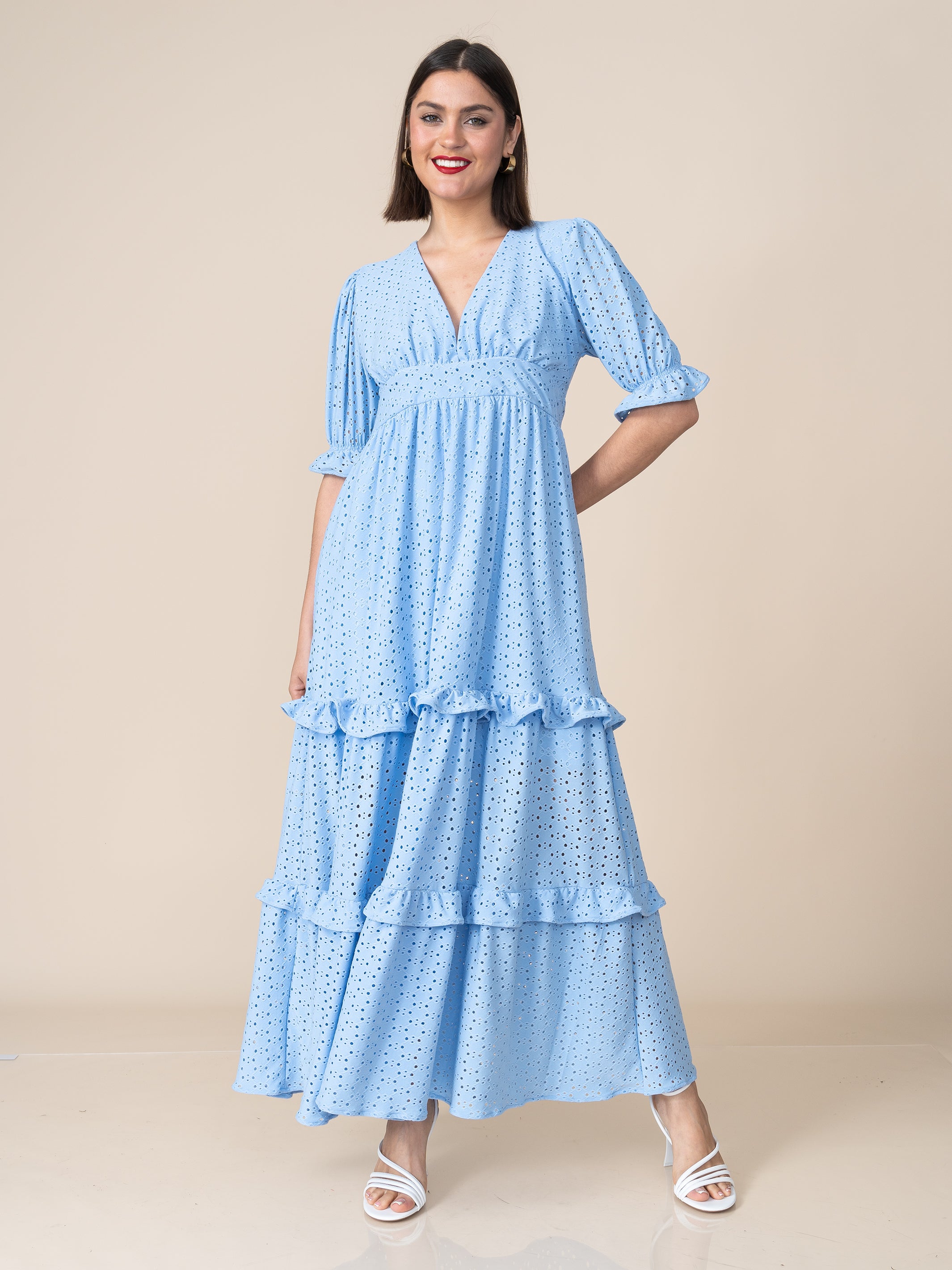 Vestido de Broderie 125 Celeste