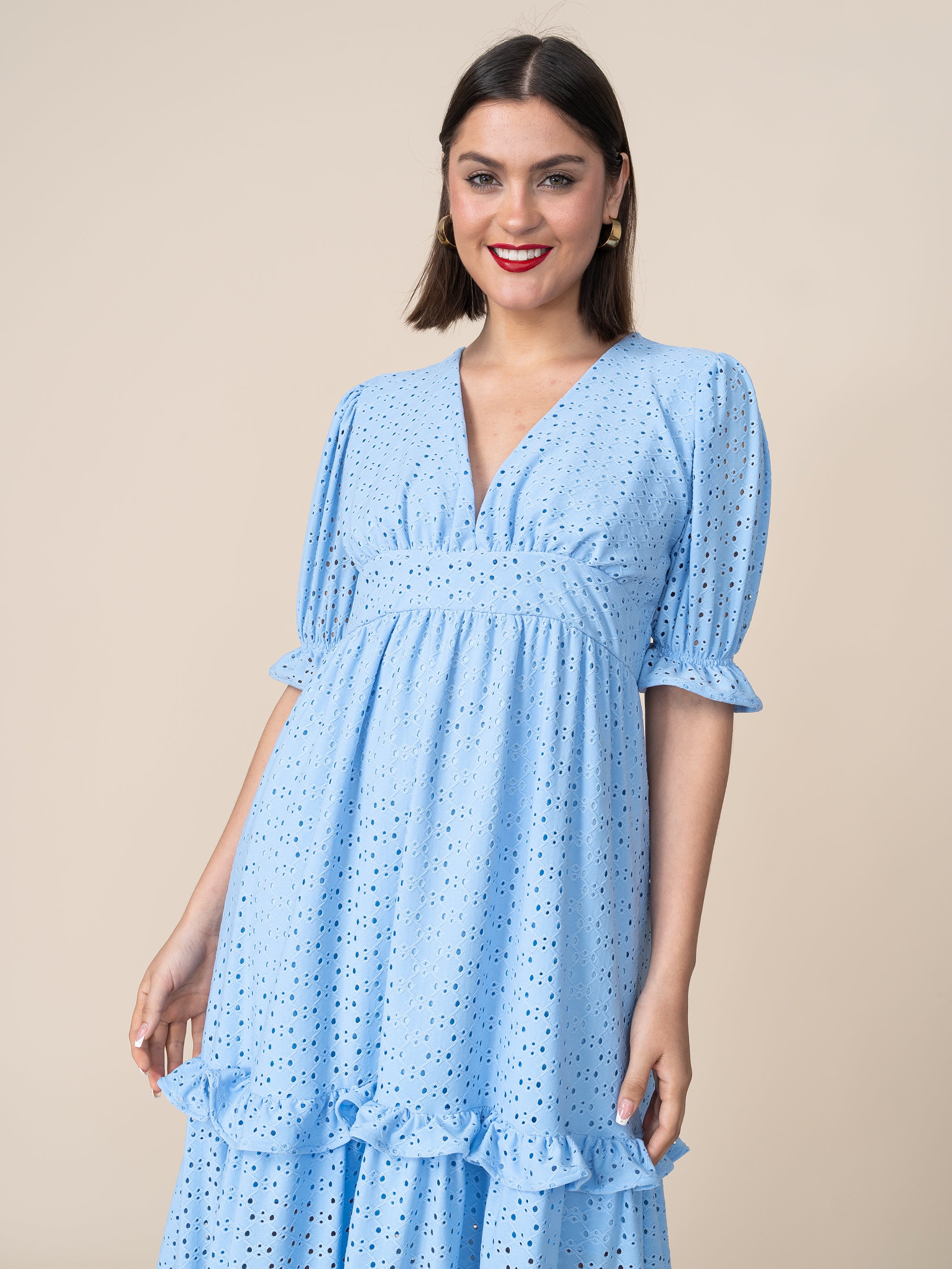 Vestido de Broderie 125 Celeste