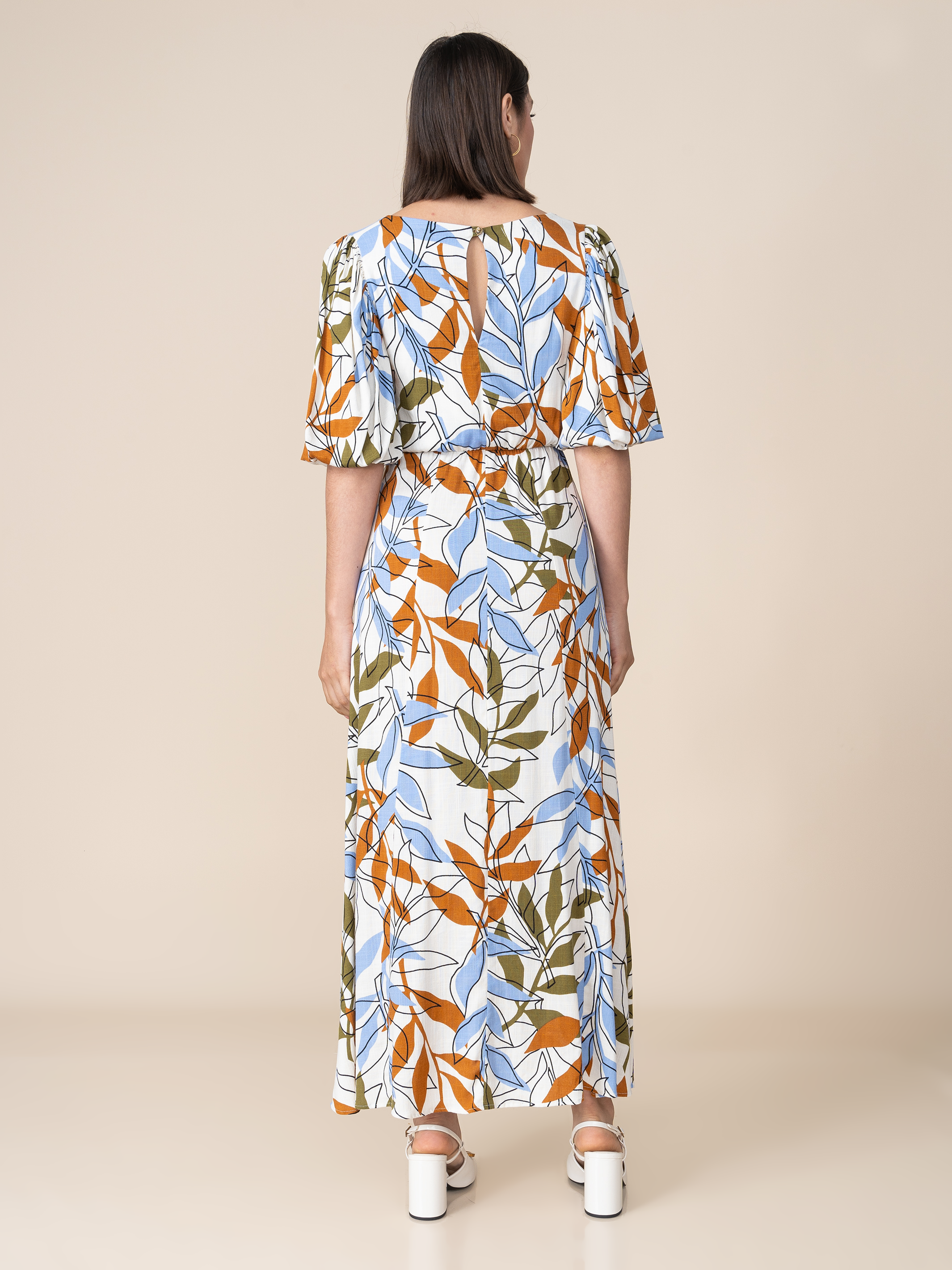 Vestido Gloria Hojas Azul