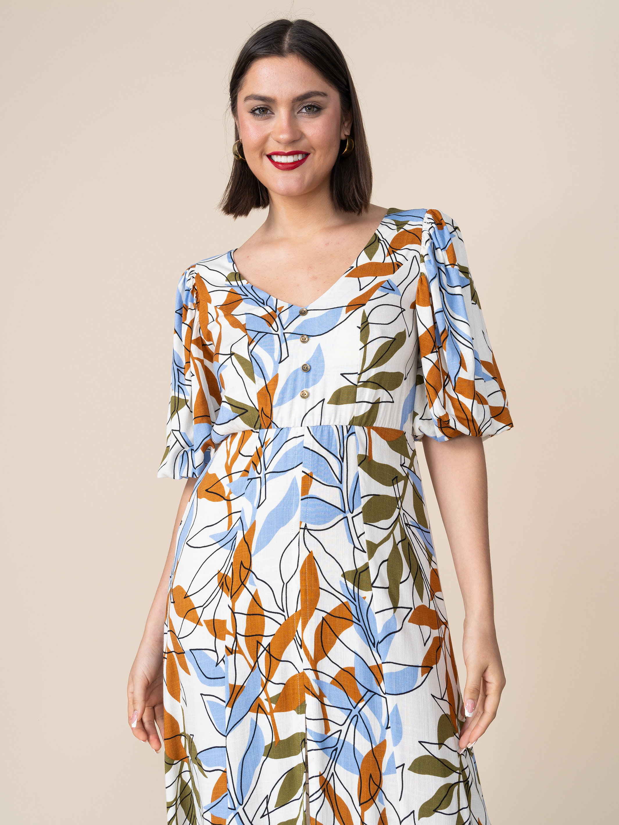 Vestido Gloria Hojas Azul