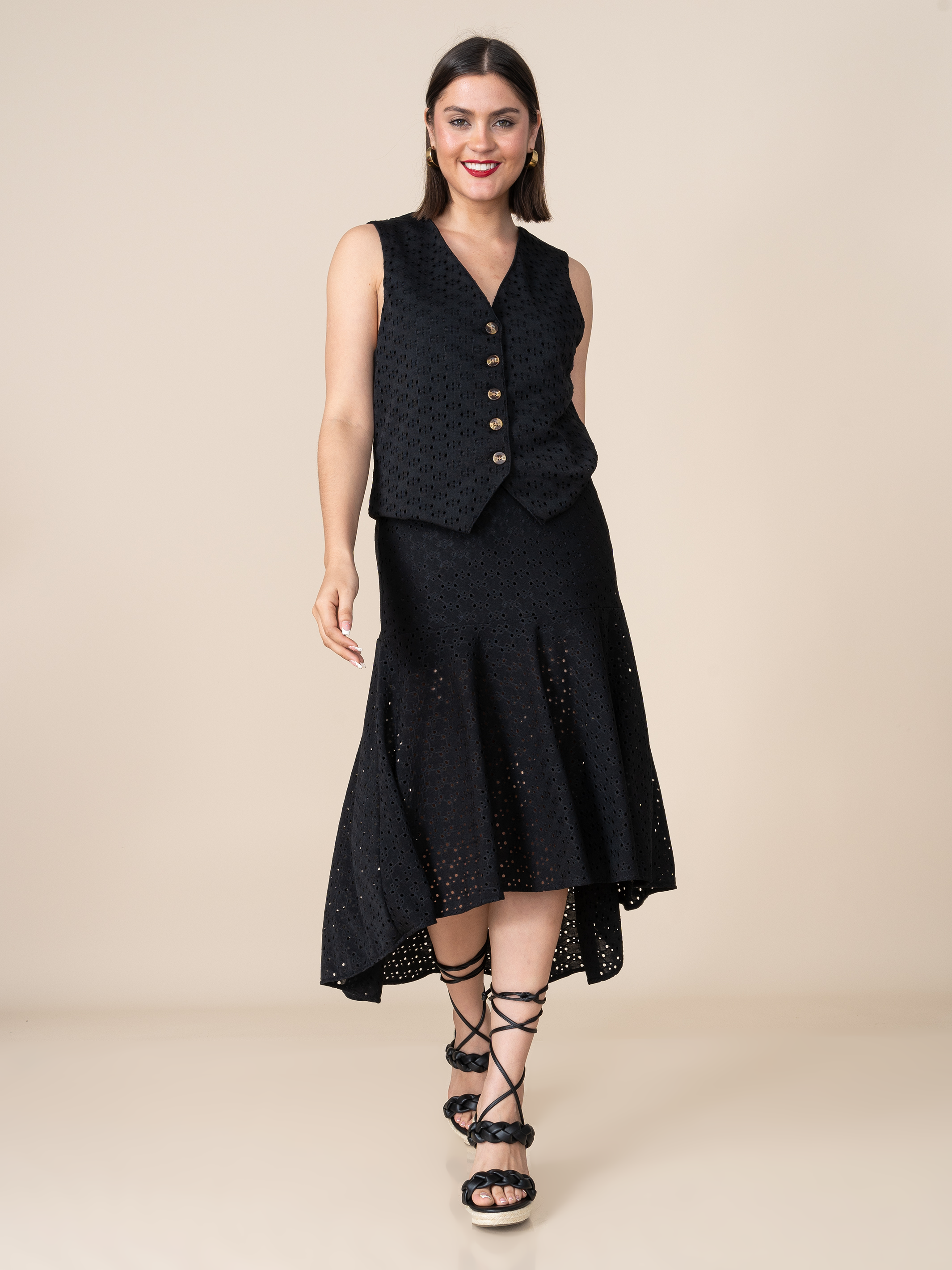 Falda de Broderie Ana Negro
