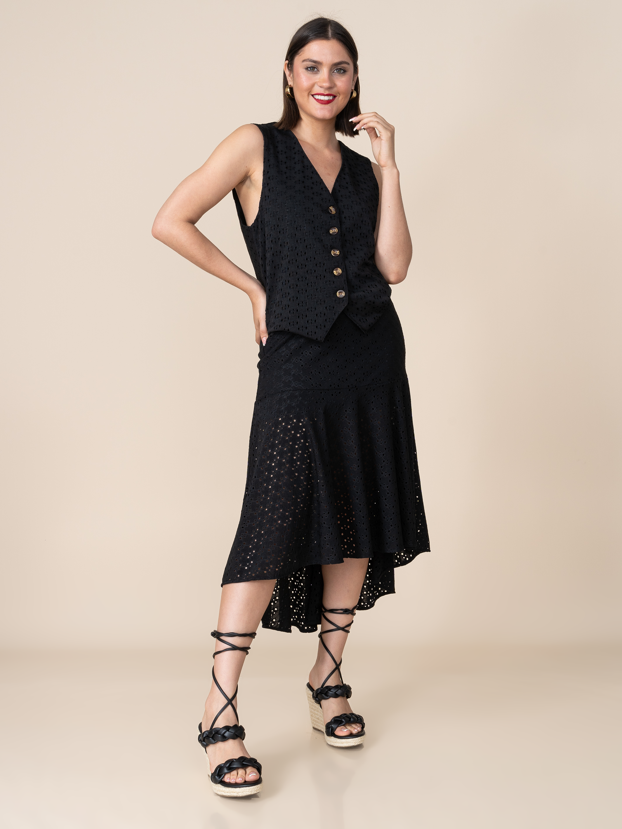 Falda de Broderie Ana Negro