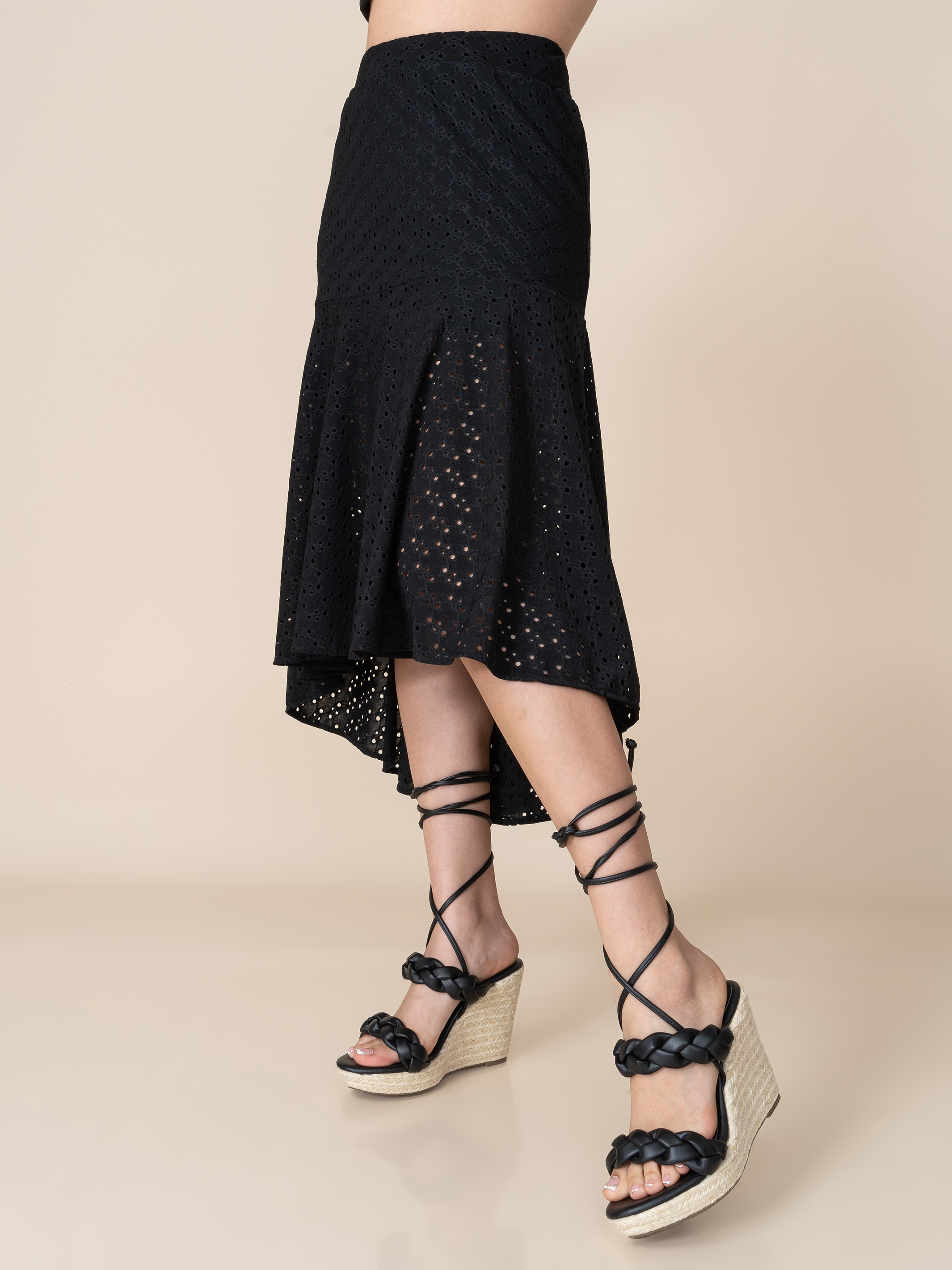 Falda de Broderie Ana Negro