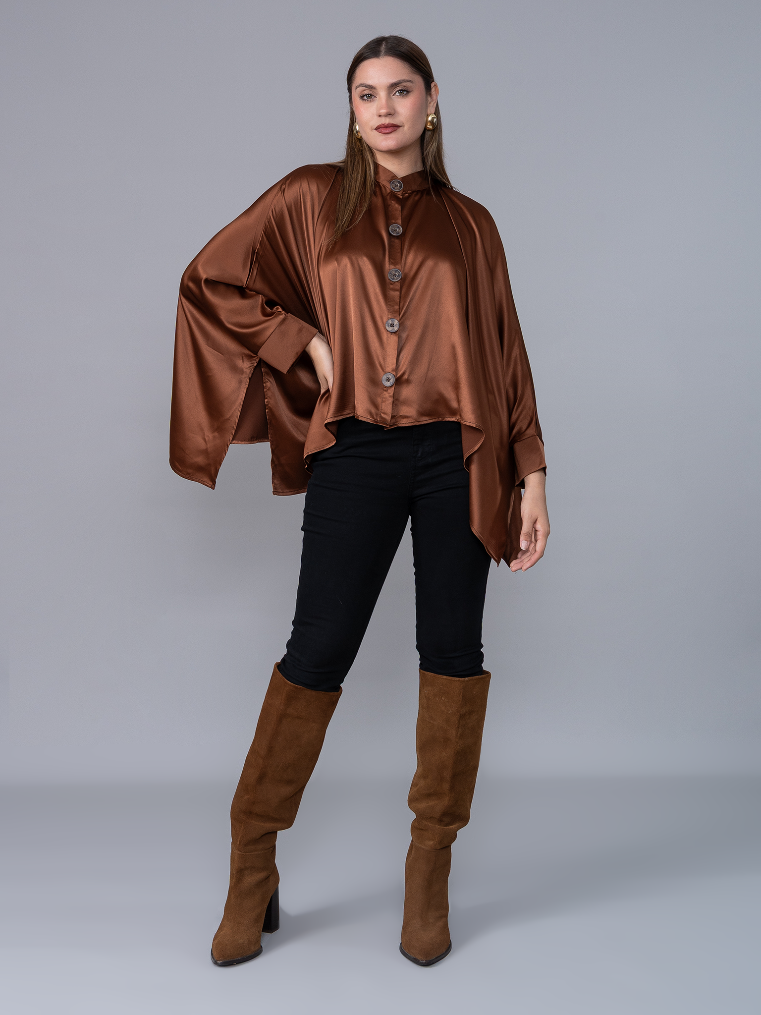 Blusa Cuadrada Café Seda