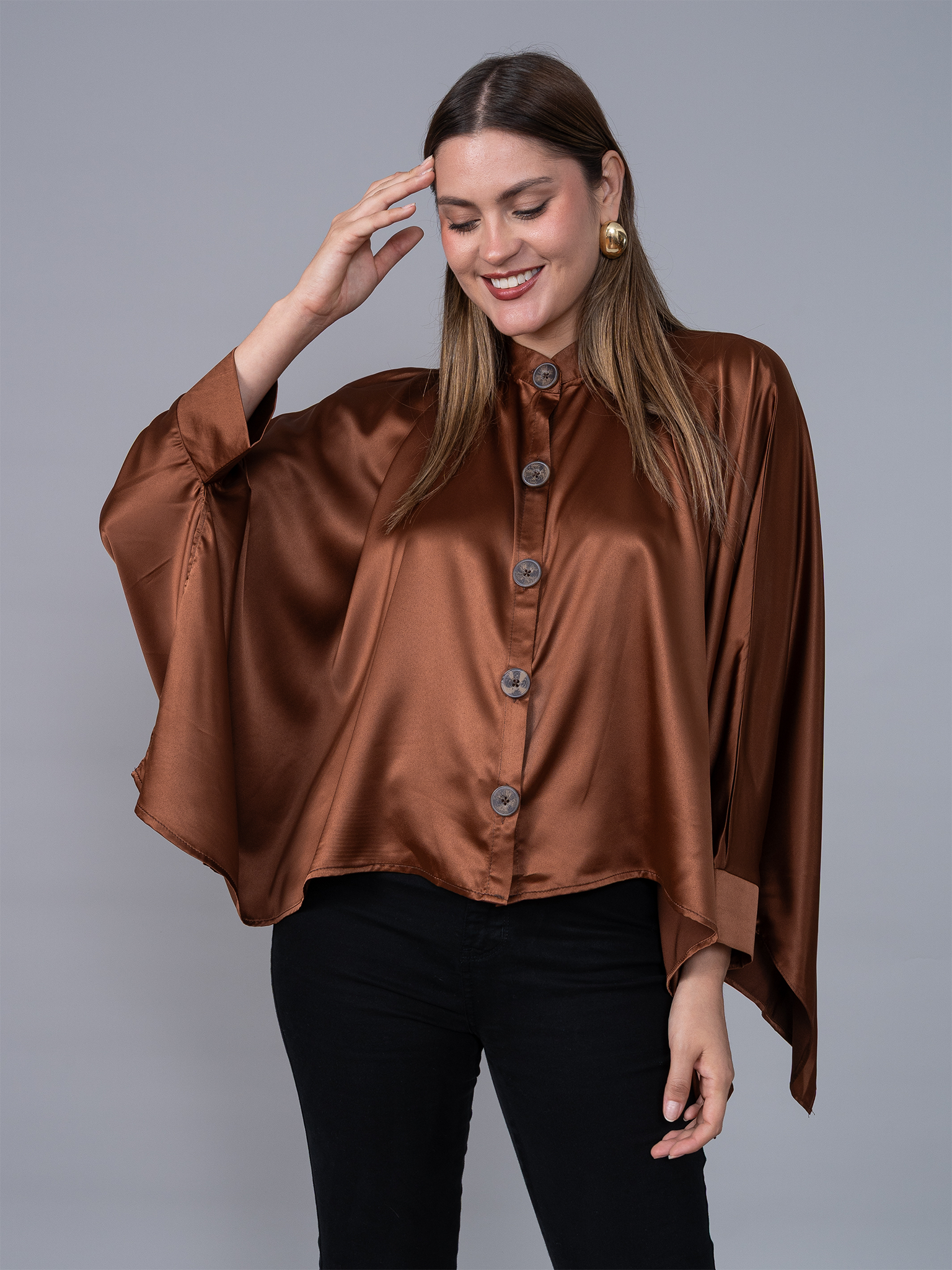 Blusa Cuadrada Café Seda