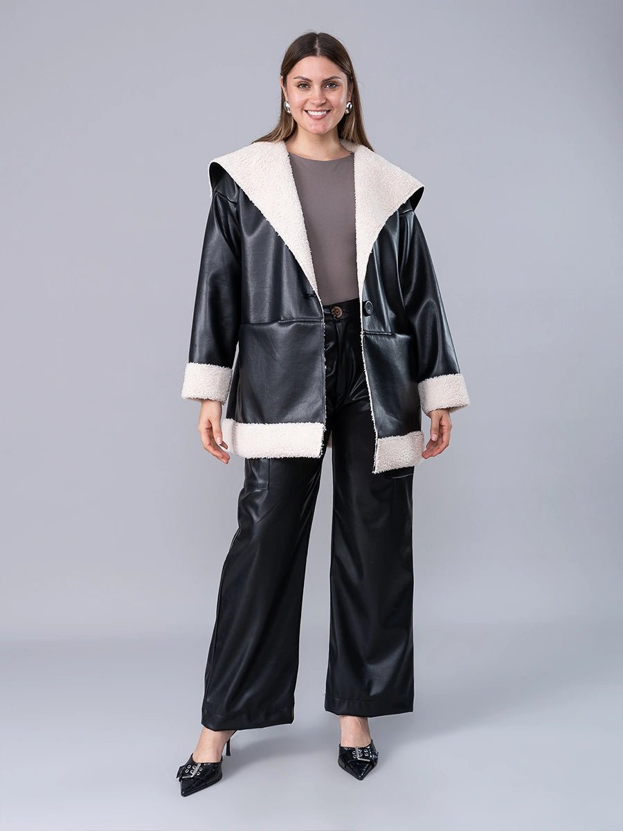 Cargo Efecto Piel Nathalia Negro - Pantalon de La Matier