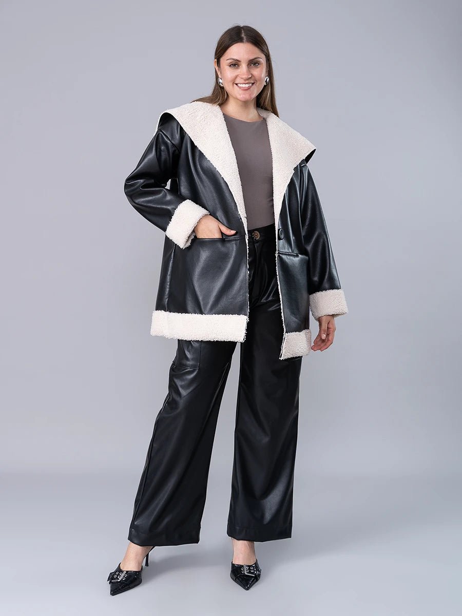 Cargo Efecto Piel Nathalia Negro - Pantalon de La Matier