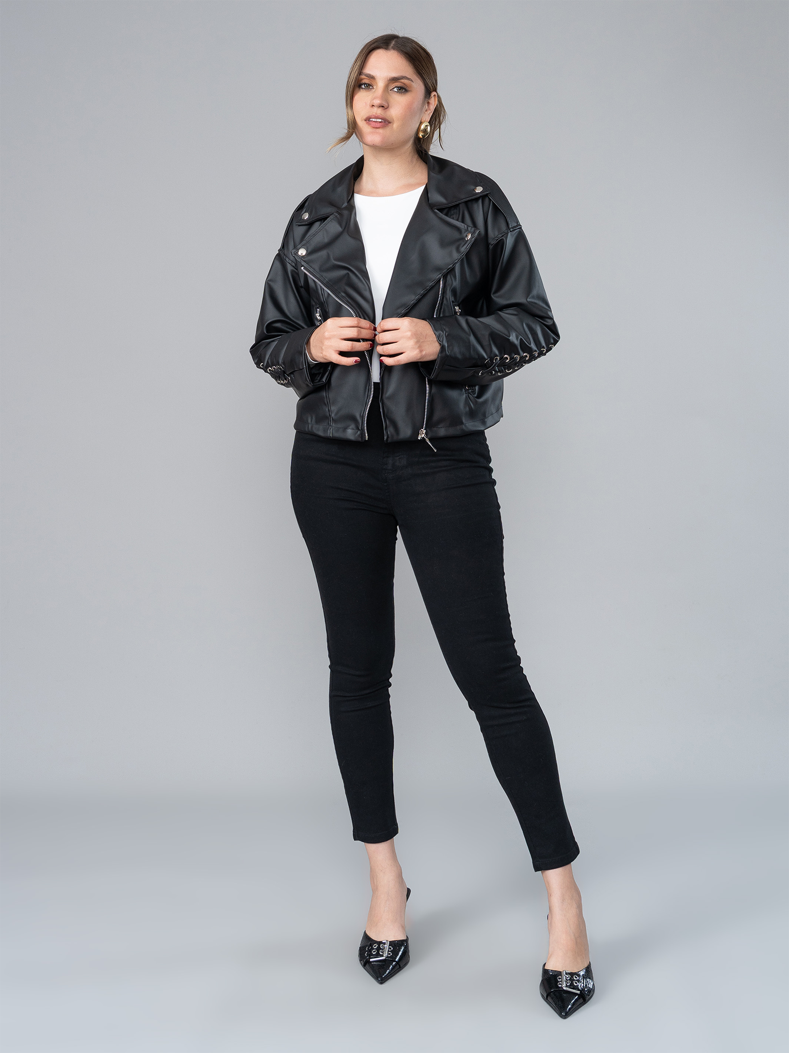 Casaca Amelie Negra en Cuerina