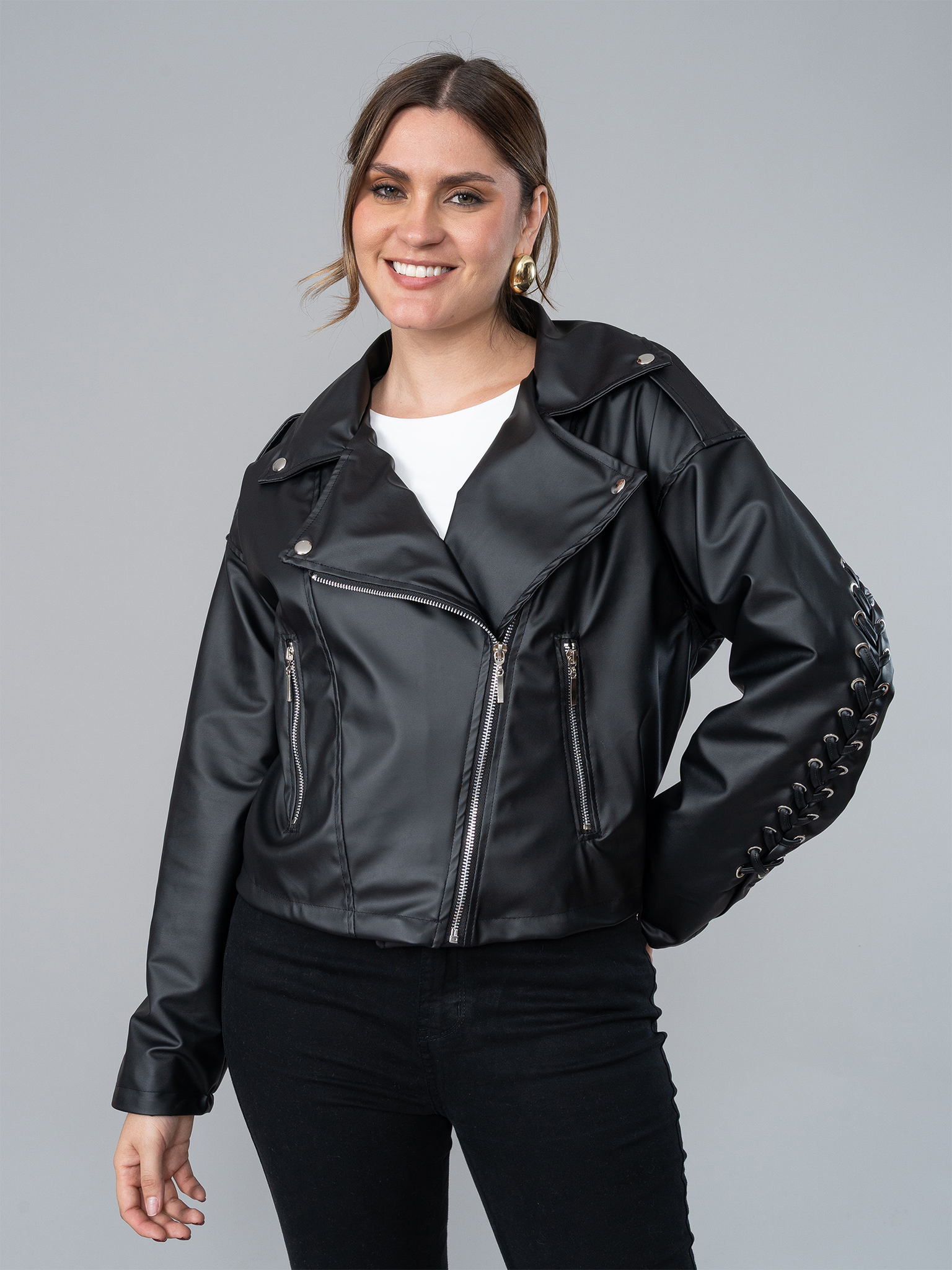 Casaca Amelie Negra en Cuerina