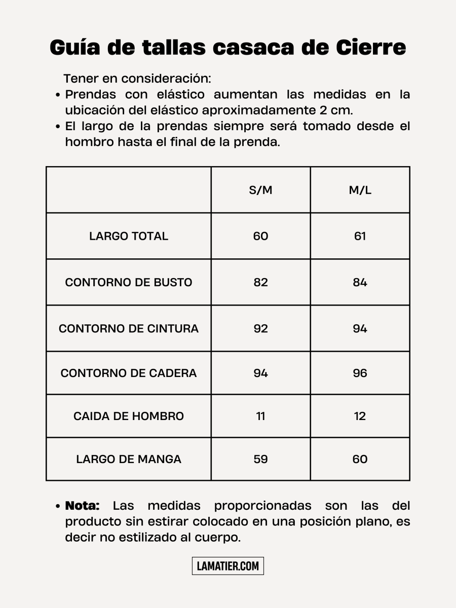 Casaca de Cierre Chocolate - Casaca de La Matier