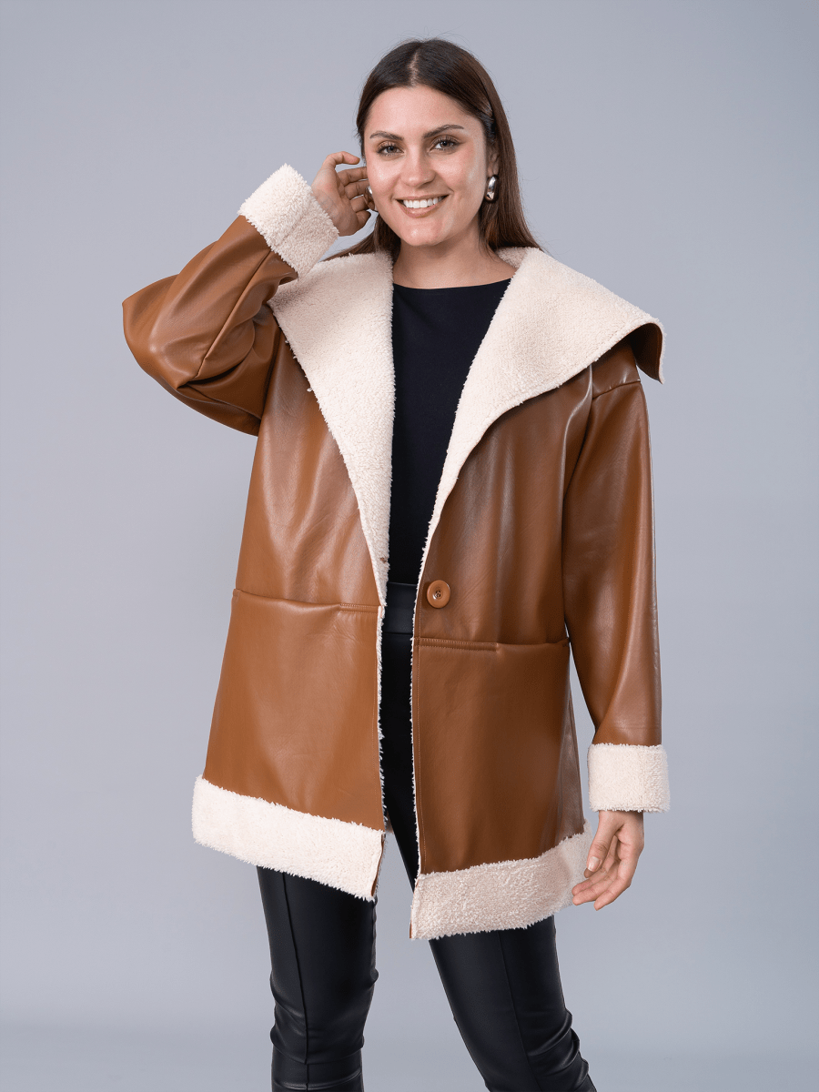 Casaca Victoria de Cuerina Camel - Casaca de La Matier