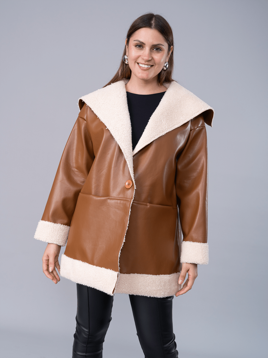 Casaca Victoria de Cuerina Camel - Casaca de La Matier