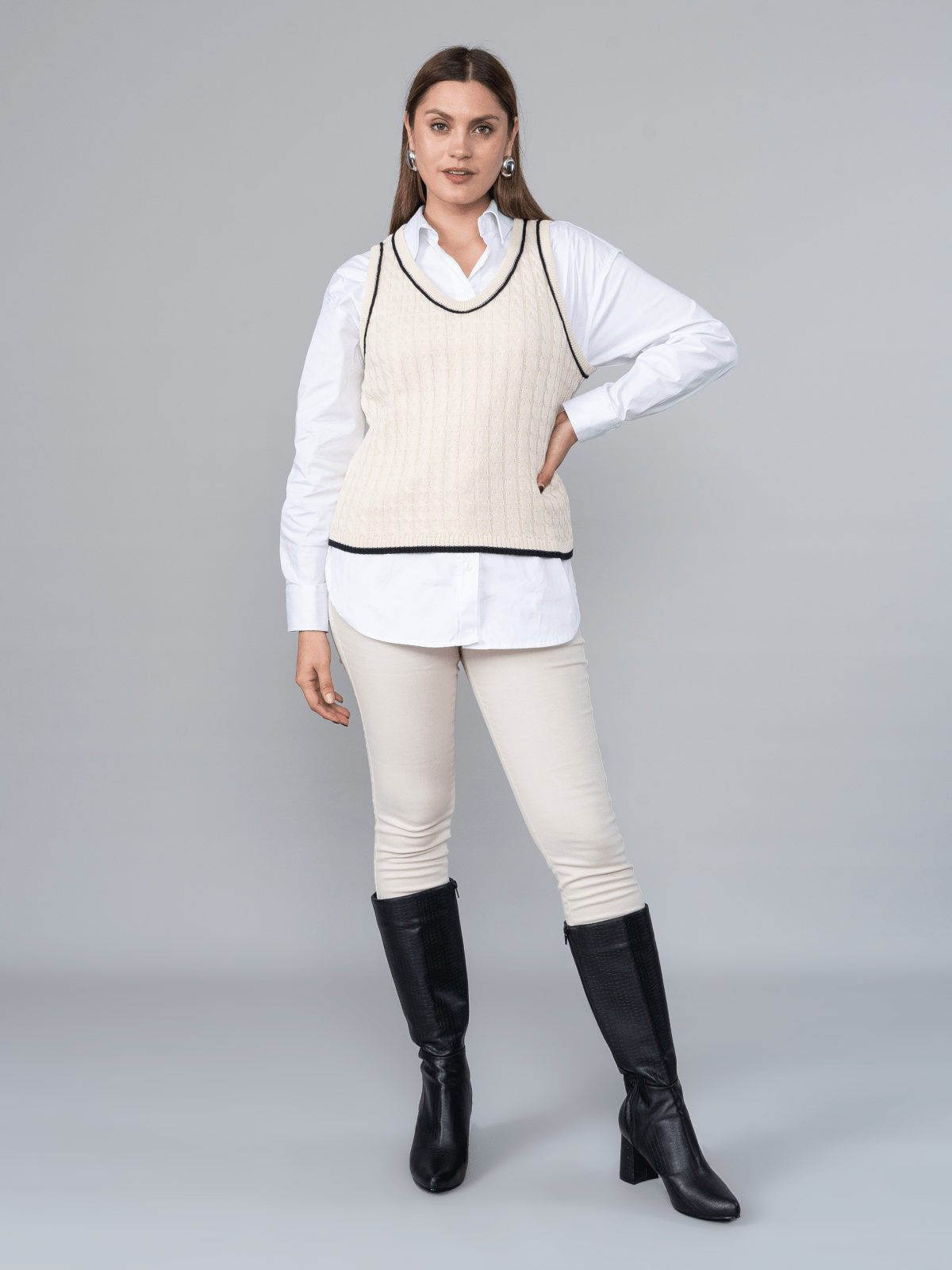 Chaleco Micaela Tejido Beige - CHALECO de La Matier