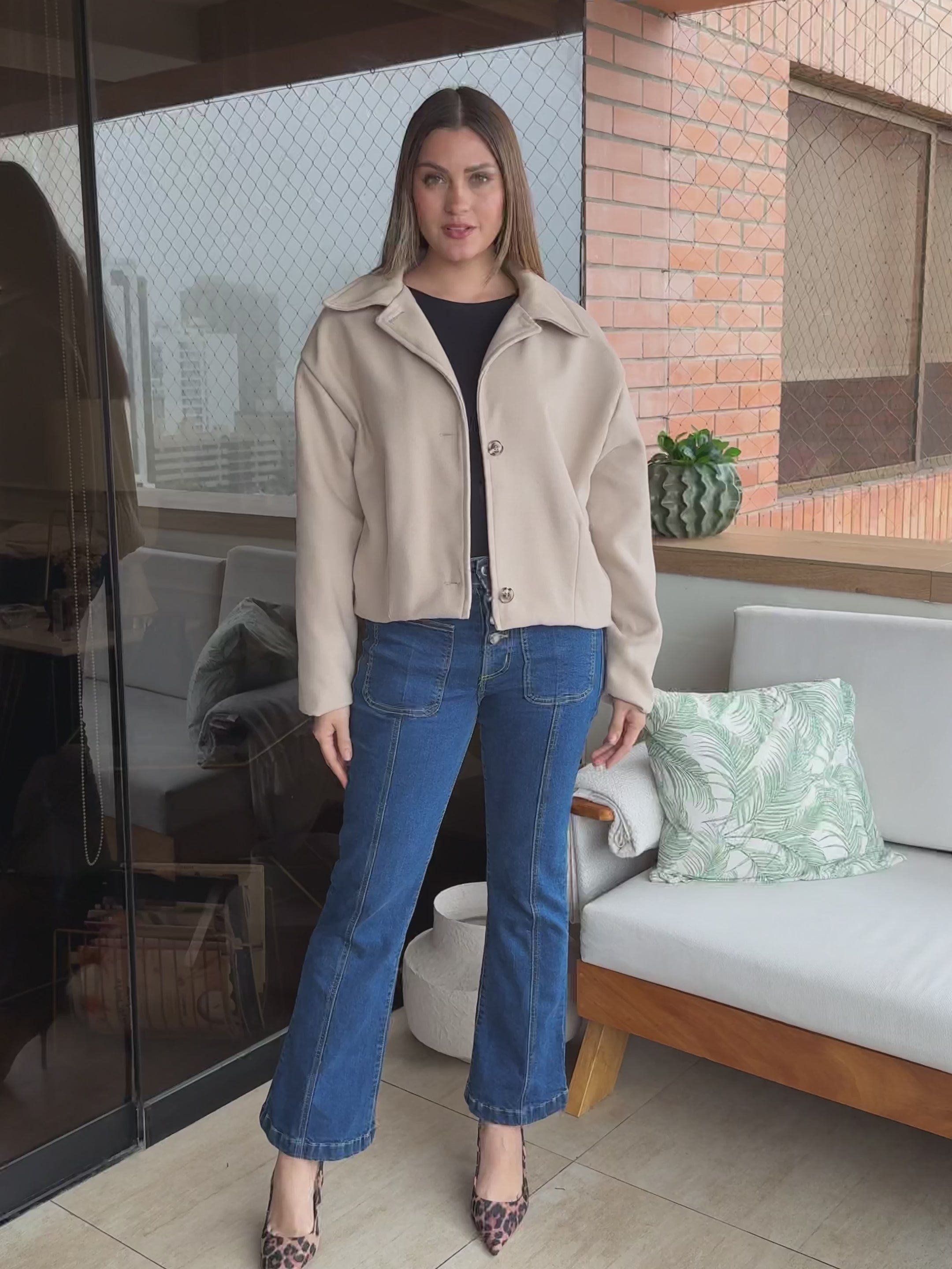 Saco Paño Corto Romina Beige