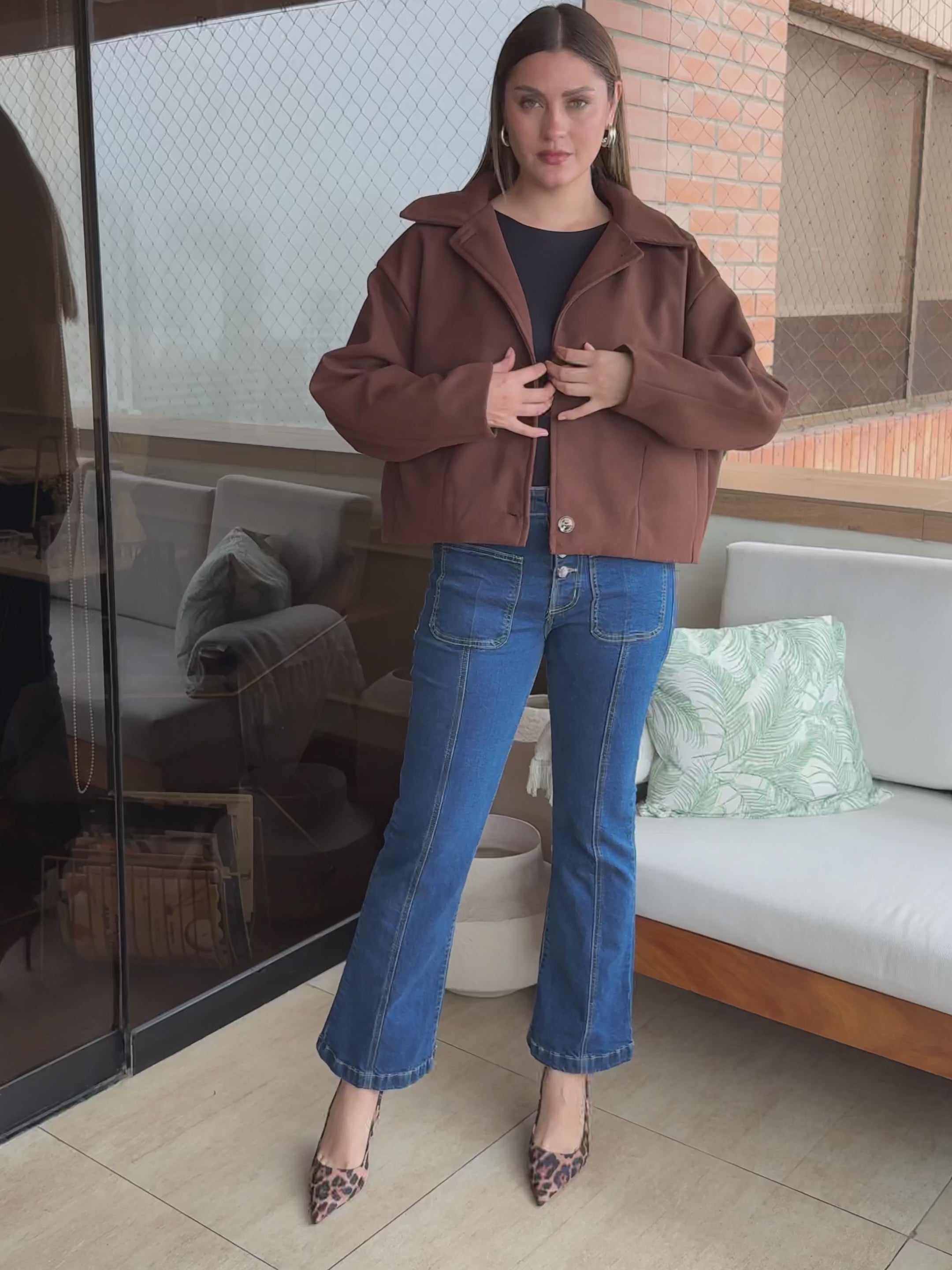 Saco Paño Corto Romina Marrón